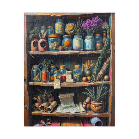 Botanical Garden Shelf Puzzle - Nature Lover's Jigsaw, Folk Art Home Decor, Gift for Adults, Eco-Friendly Cozy Indoor Activity, Brain Teaser 110 pcs (Vertical) Puzzle The Puzzle Chest