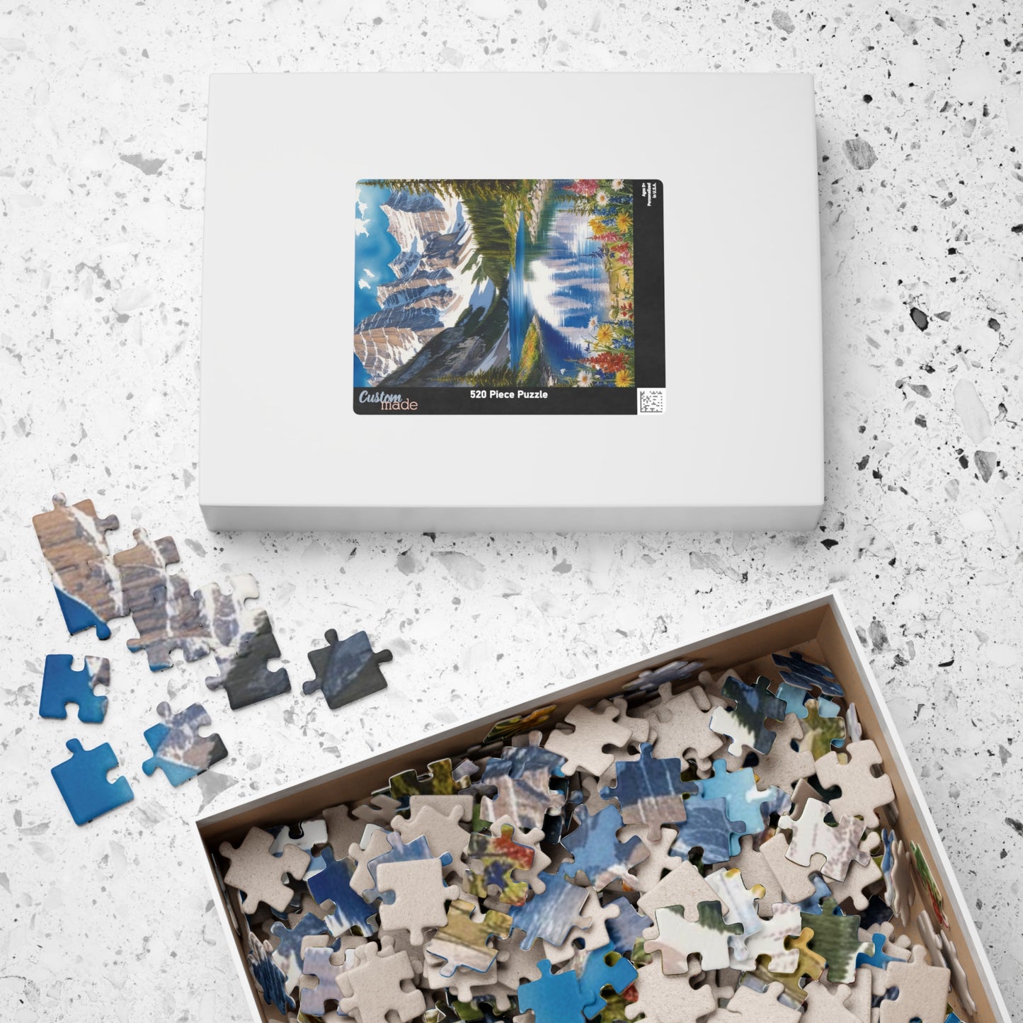 Serene Mountain Lake Landscape Puzzle, Snowy Peaks Wildflowers Art Jigsaw, Nature Lovers Gift, Fun Family Game Night Activity, Leisure Hobby Puzzle The Puzzle Chest
