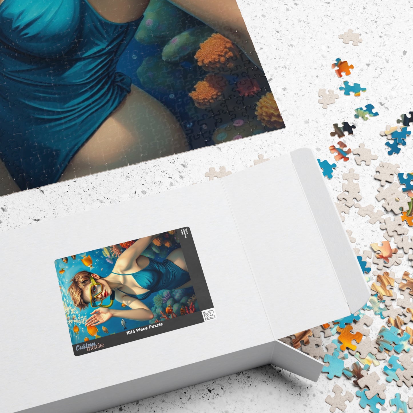 Jigsaw Puzzle (110, 252, 520, 1014-piece) - Fair-Skinned Woman Snorkeling in Vibrant Coral Reef, Ocean Lovers Gift, Relaxing Mindfulness Puzzle The Puzzle Chest
