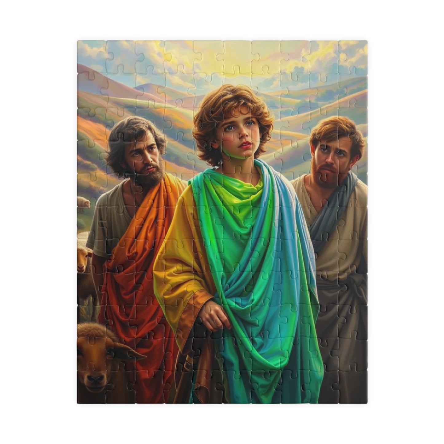 Christian Jigsaw Puzzle - Biblical Story of Josephs Multi-Colored Coat, Religious Gift for Friend, Family Activity, Educational Toy, Hobby 110 pcs (Vertical) Puzzle The Puzzle Chest
