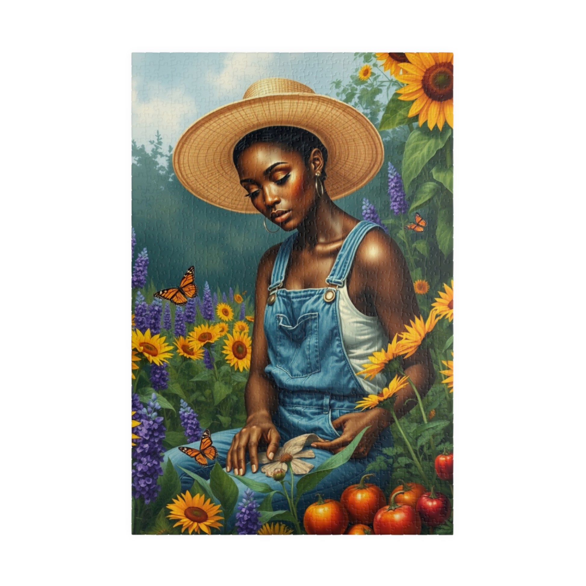 Botanical Black Woman Jigsaw Puzzle, Colorful Garden Scene, Puzzle Lover Gift, Nature Theme, 110-1014 Piece Afrocentric Artwork 1014 pcs (Vertical) Puzzle The Puzzle Chest
