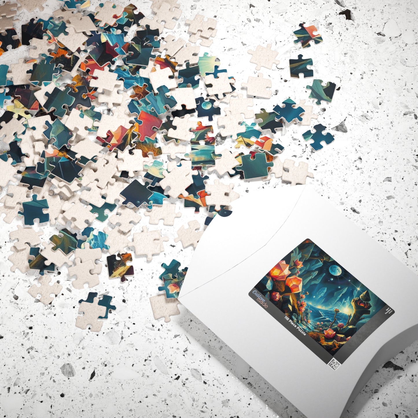 Surreal Biome Jigsaw Puzzle, Luminescent Flora and Geometric Shapes, Brain Teaser, Home Activity, Fantasy Gift Idea for Puzzle Lover, Friend Puzzle The Puzzle Chest