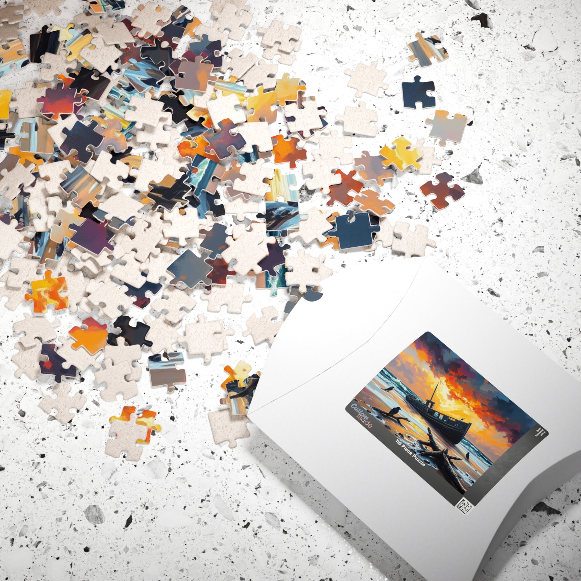 Solitude at the Shore Jigsaw Puzzle, Sunset Landscape Shipwreck, Gothic Puzzle, Dark Art Puzzle, Solo Fun, Game Night, Gift for Puzzle Lover Puzzle The Puzzle Chest