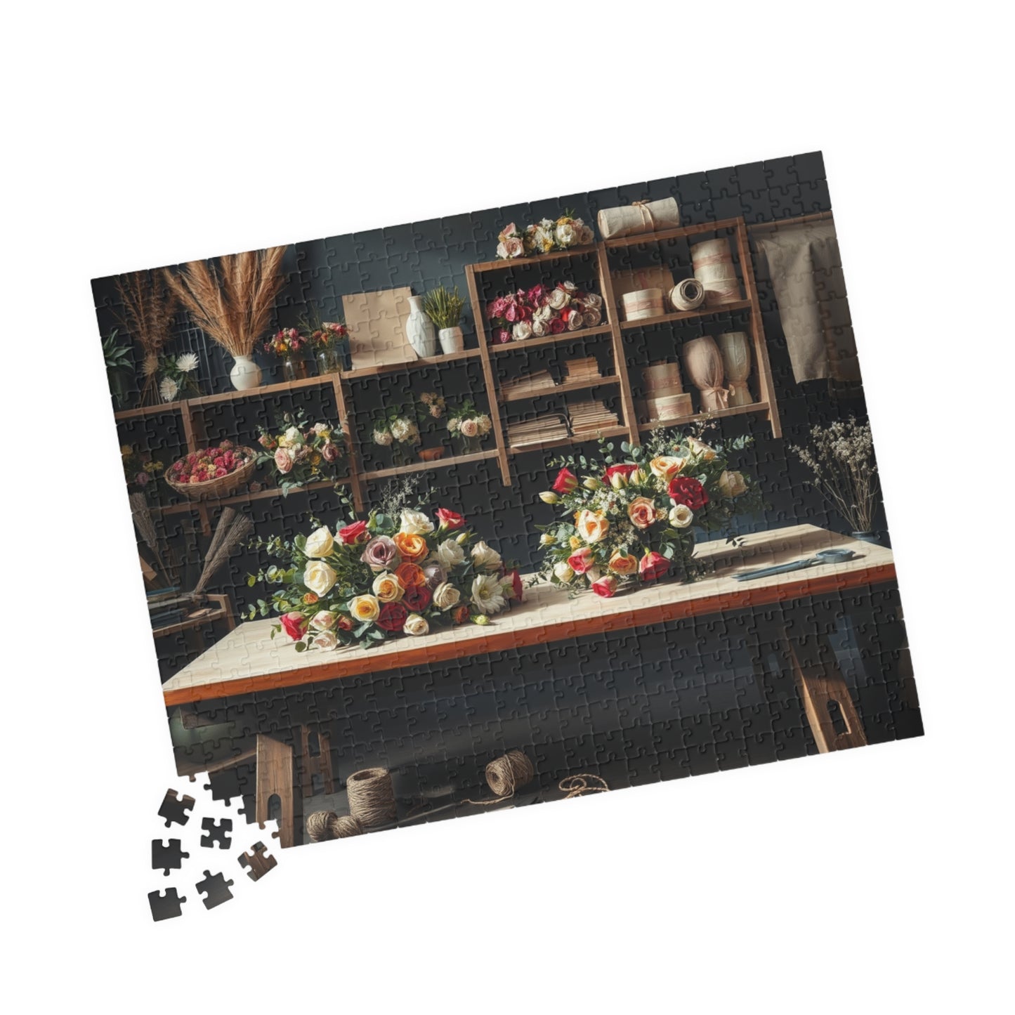 Floral Arrangement Workshop Puzzle, Cozy Flower Studio Bouquet Making Scene Jigsaw Game, Challenging Relaxing Activity, Mindfulness, Gift Puzzle The Puzzle Chest