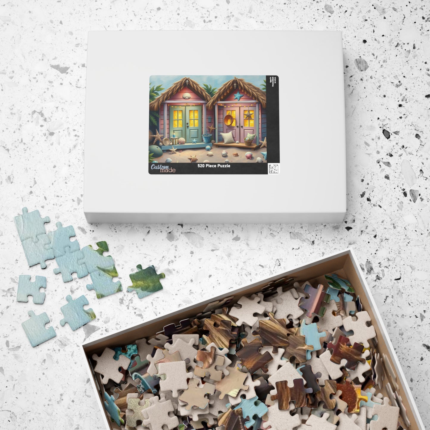 Seaside Charm Jigsaw Puzzle - Pastel Beach Huts, 110/252/520/1014-Piece Summer Vibes Beach House Puzzle for Fun, Gifts, Mental Stimulation Puzzle The Puzzle Chest
