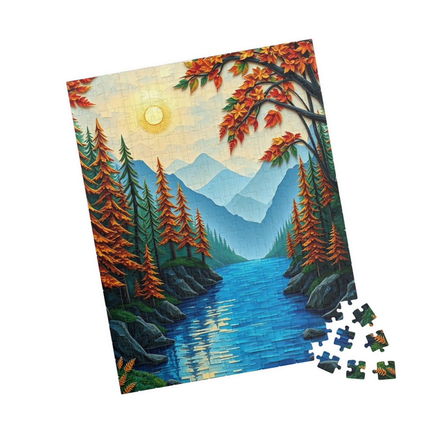 Mosaic Jigsaw Puzzle, Enchanted Forest Sunrise Landscape, 110-1014 Piece, Meditation Relaxation Game, Family Activity, Decorative Art, Gift Puzzle The Puzzle Chest