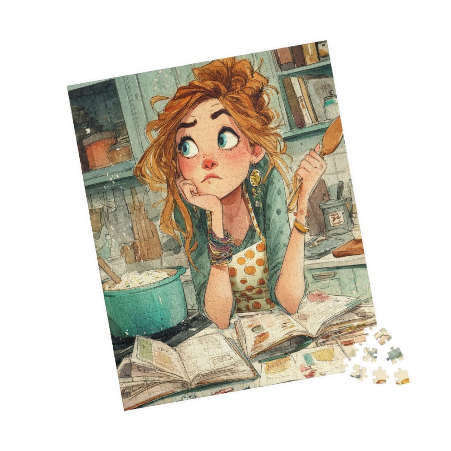 Playful Chef Cartoon Puzzle - Messy Kitchen Scene, Cute Cooking Jigsaw Game for Food Lover 520 pcs (Vertical) Puzzle The Puzzle Chest