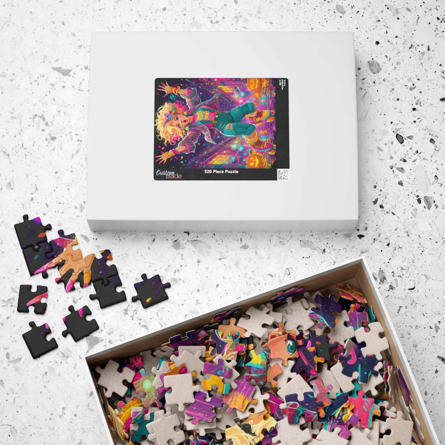 1980s Autumn Cowgirl Jigsaw Puzzle - Neon Skating Rink, Retro Roller Skating Game for Fun Family Nights, Gifts for Adults, Brain Teaser Puzzle The Puzzle Chest