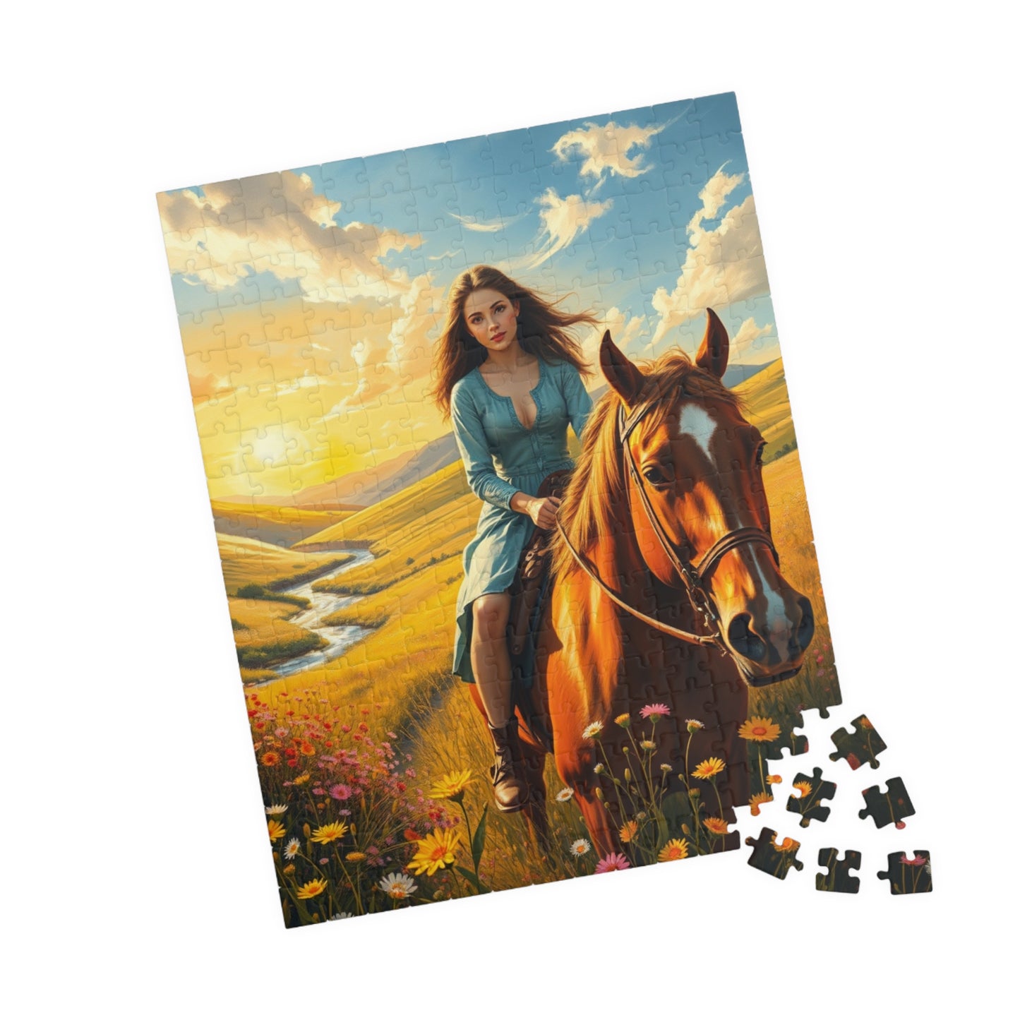 Puzzle, Horse Rider in Meadow, 110 252 520 1014-piece Gift Idea for Nature Lovers, Relaxing Pastime, Jigsaw Puzzle for Women and Girls, Puzzle The Puzzle Chest