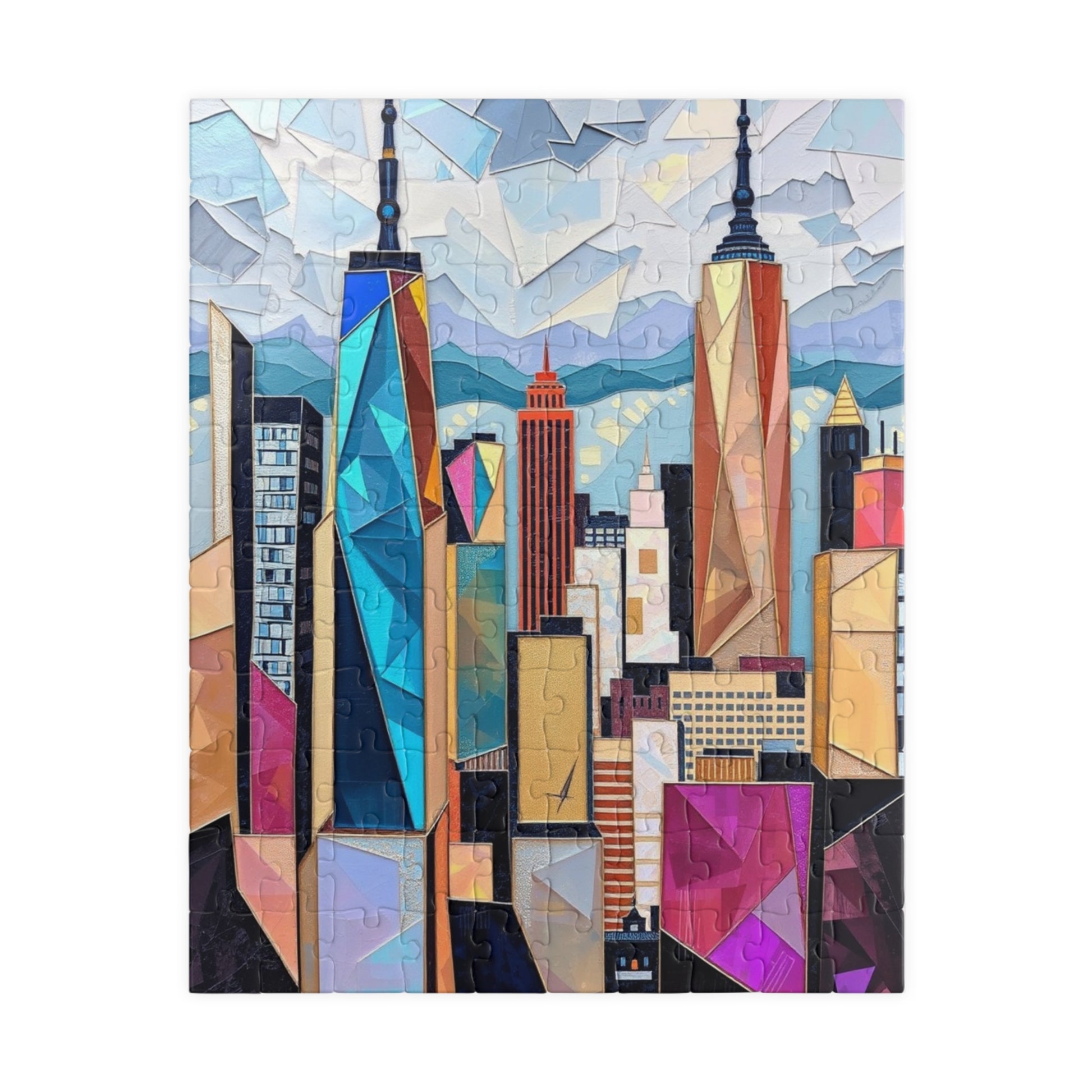 Abstract Cityscape Jigsaw Puzzle - Geometric Shapes Iridescent Colors 110 pcs (Vertical) Puzzle The Puzzle Chest