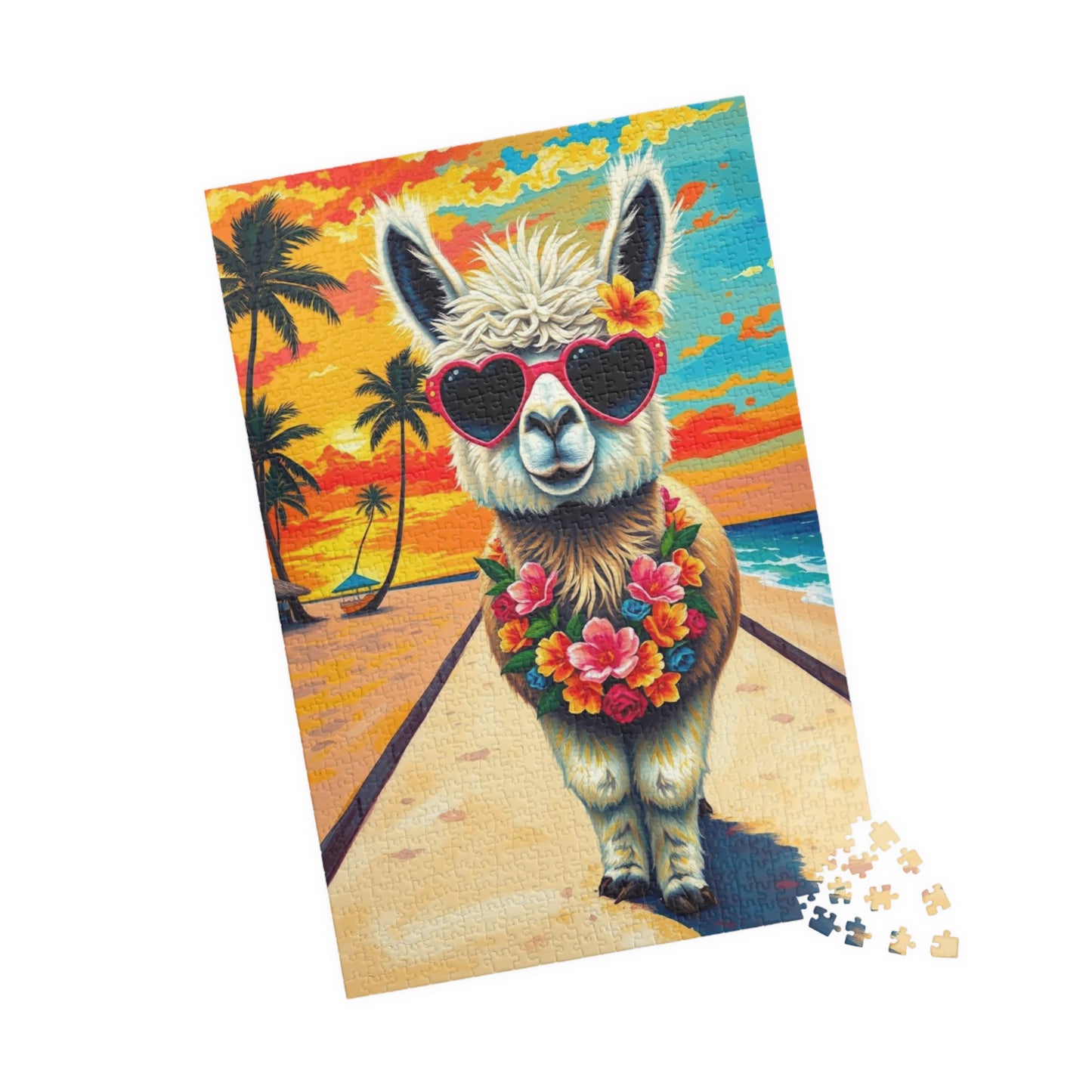 Whimsical Llama Jigsaw Puzzle, Beach Scene, Fun Family Game, Unique Gift for Adults, Perfect for Animal Lovers Puzzle The Puzzle Chest