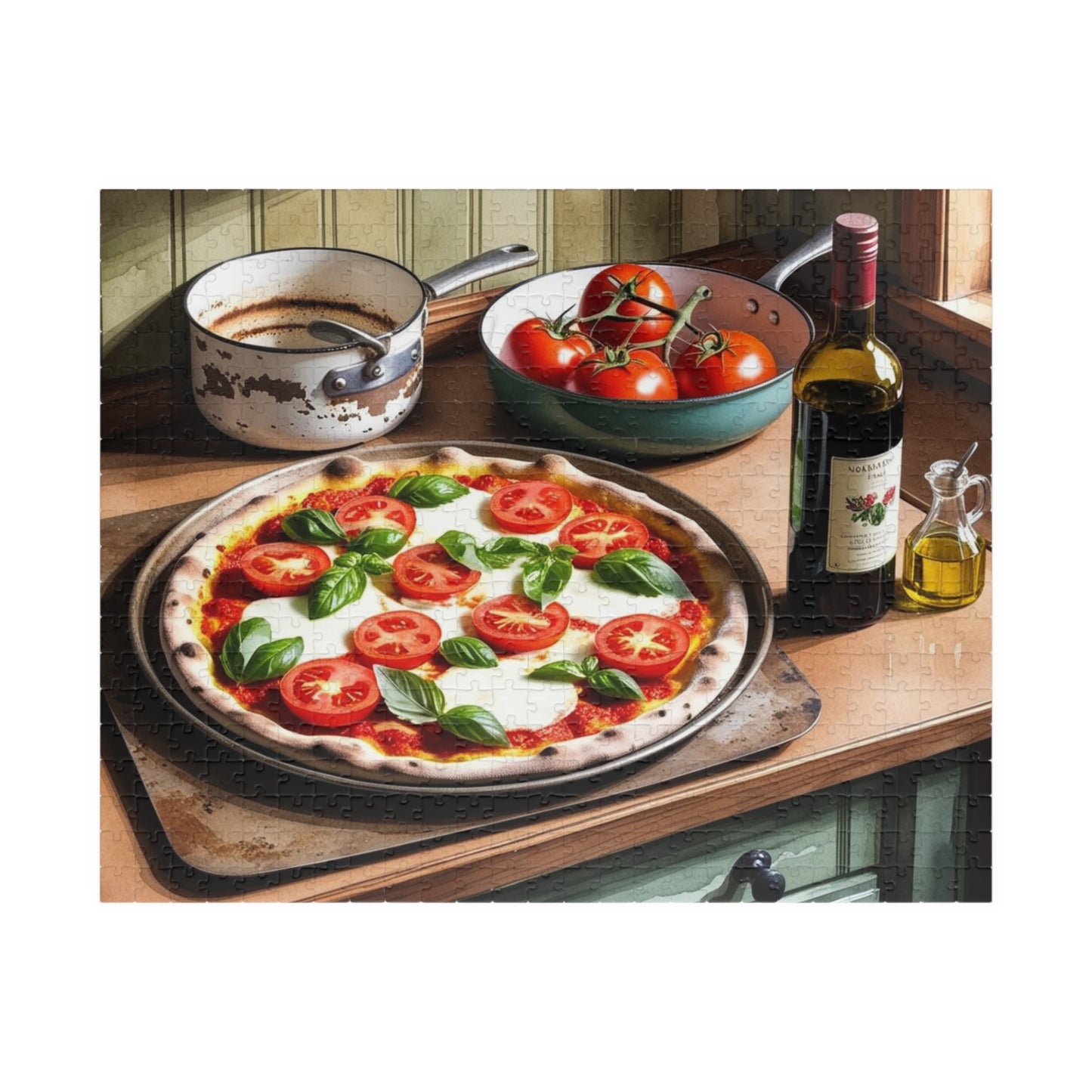 Foodie Culinary Jigsaw, Pizza Lover Activity, Olive Oil and Wine Puzzle, Kitchen Decor Game, Food Themed Game Night Fun Family Activity 520 pcs (Horizontal) Puzzle The Puzzle Chest
