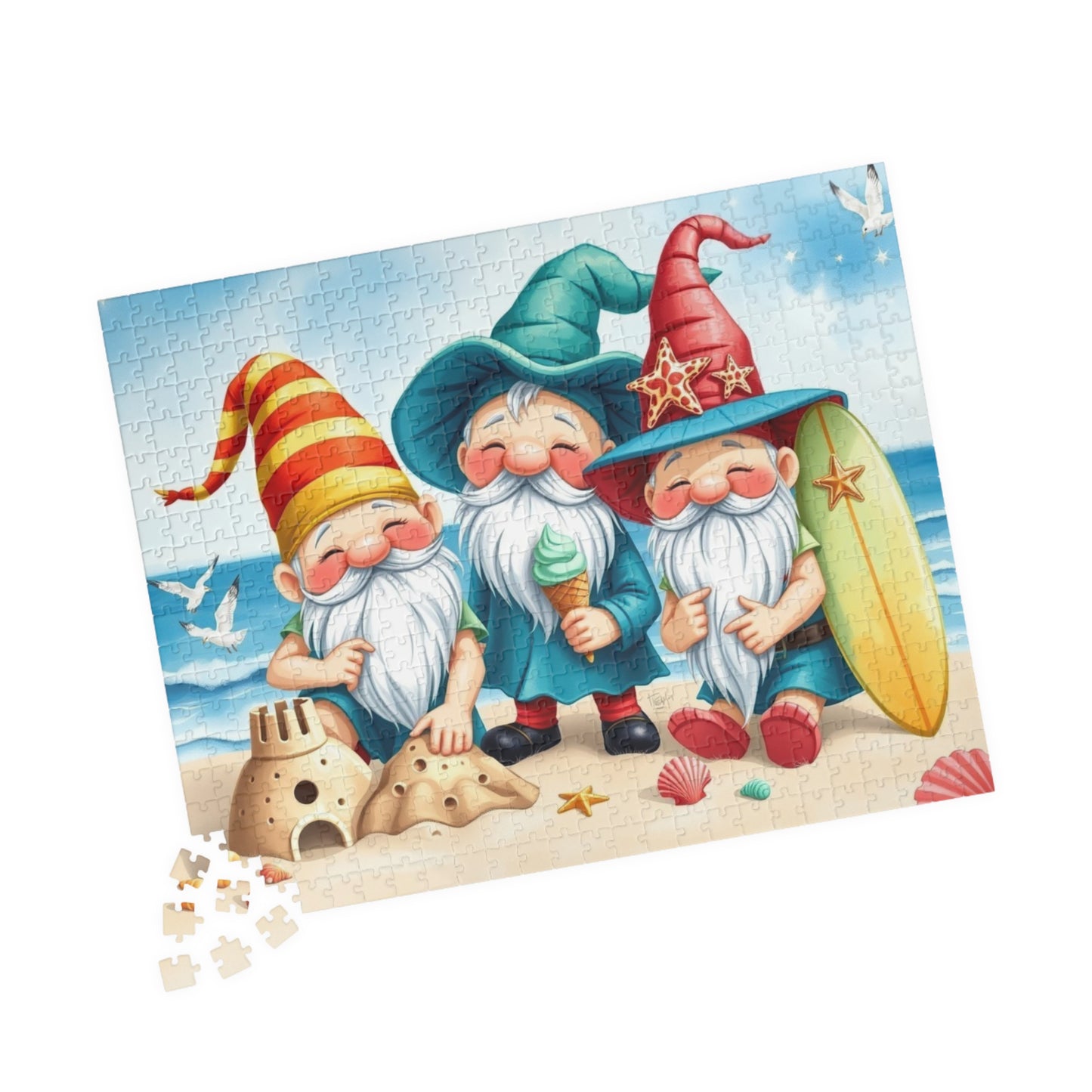 Vacation Beach Gnomes Puzzle - Summer Themed Jigsaw Game Puzzle The Puzzle Chest