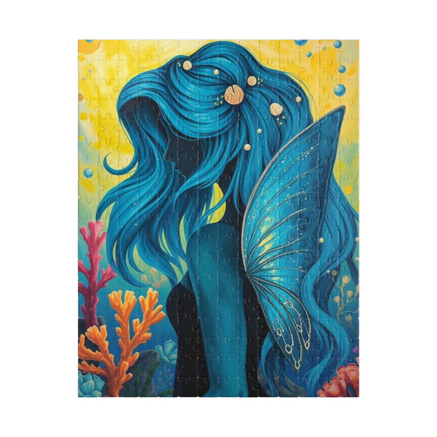 Sea Fairy Jigsaw Puzzle, Mermaid Silhouette Art Underwater Scene, Gift for Her Stress Relief Activity, Mind Challenge, Relaxation Gift 252 pcs (Vertical) Puzzle The Puzzle Chest