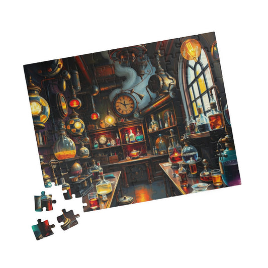 The Inventor's Kaleidoscope Jigsaw Puzzle, Steampunk Puzzle Art Vintage Laboratory Design, Perfect for Science Lover, Unique Gift for Adults 110 pcs (Horizontal) Puzzle The Puzzle Chest