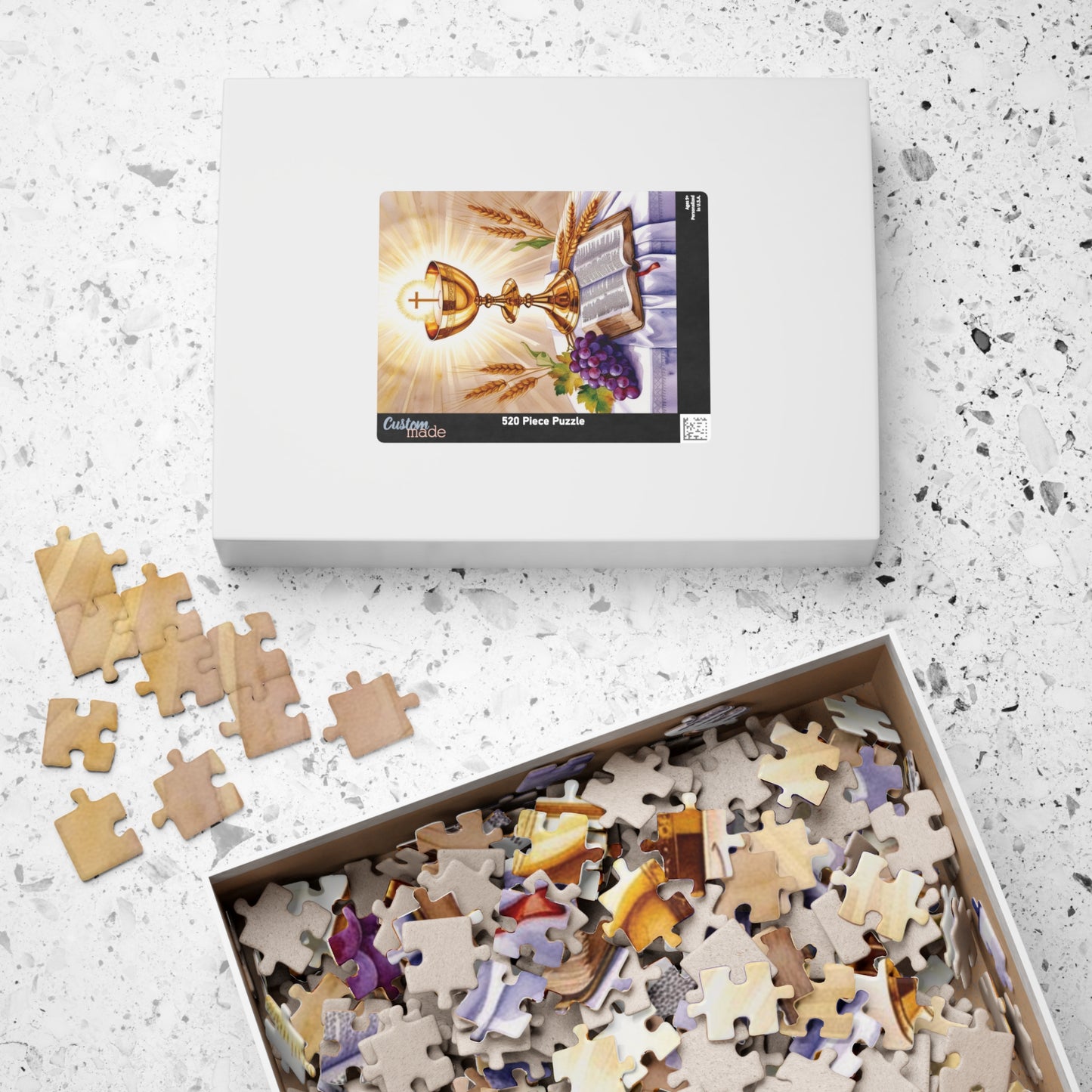 Faith Based Jigsaw Puzzle Gifted, Christian Golden Chalice Inspirational Home Decor, Religious Gift, Mindfulness Activity for Puzzle Lover Puzzle The Puzzle Chest