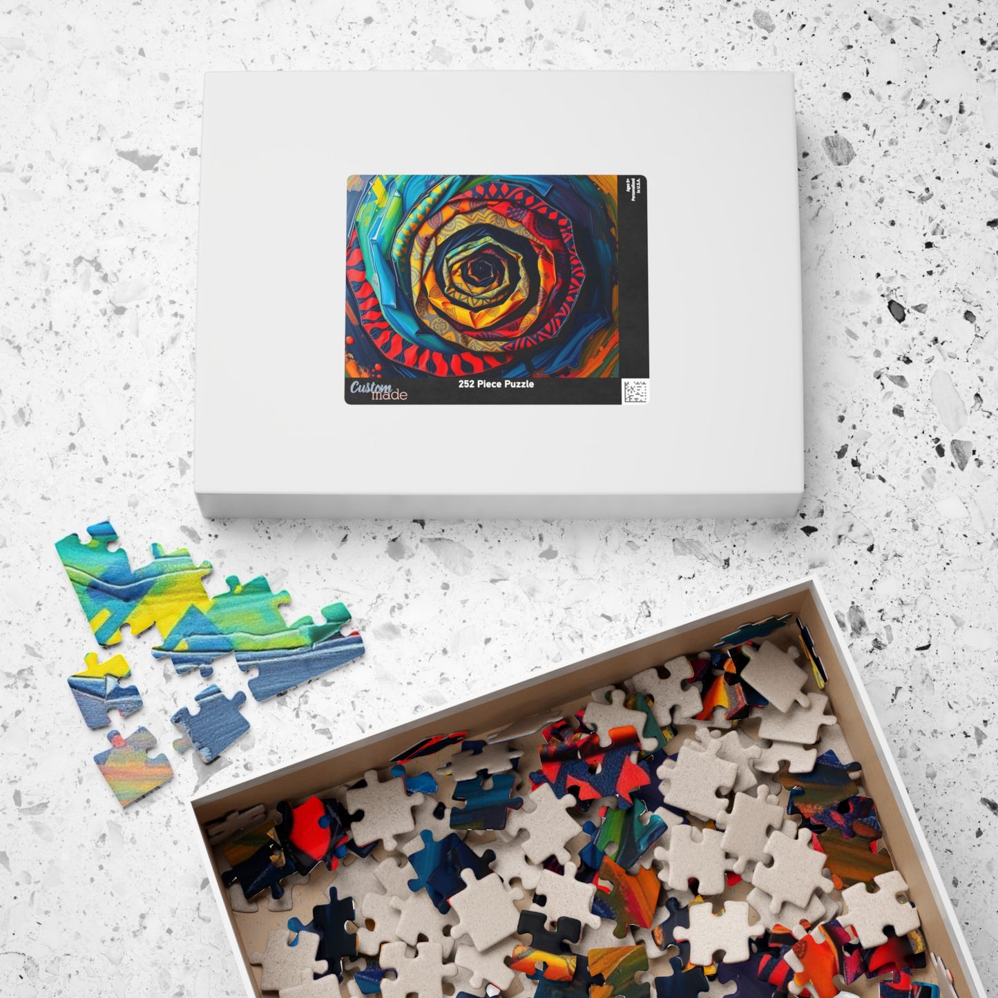 Colorful Spiral Rose Puzzle, 110-1014 pieces Abstract Jigsaw, Stress Relief Game, Gift for Adults, Family Game Night, Mindful Art Therapy Puzzle The Puzzle Chest