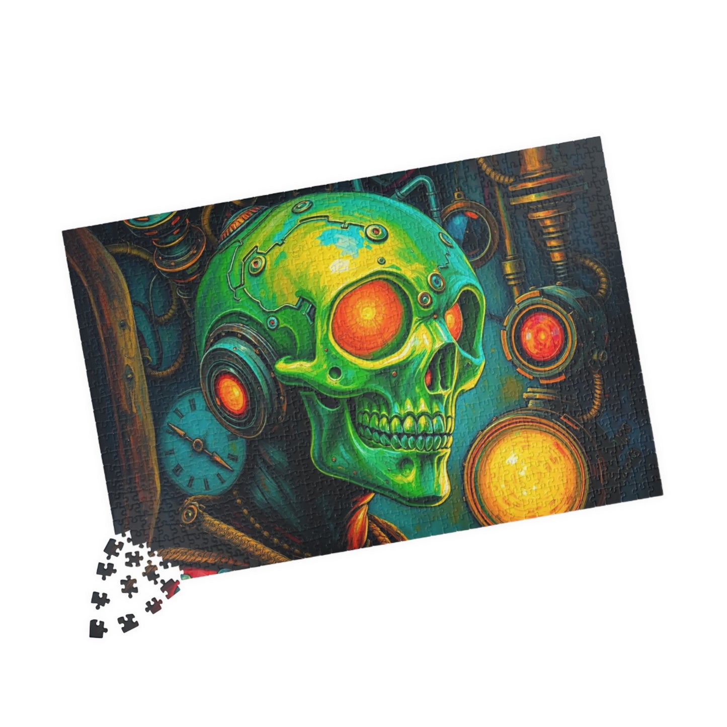 Neon Machina Jigsaw Puzzle, Steampunk Skull Puzzle, 110-1014 Piece Unique Gift for Family, Friends, Party Activity, Halloween Brain Teaser Puzzle The Puzzle Chest