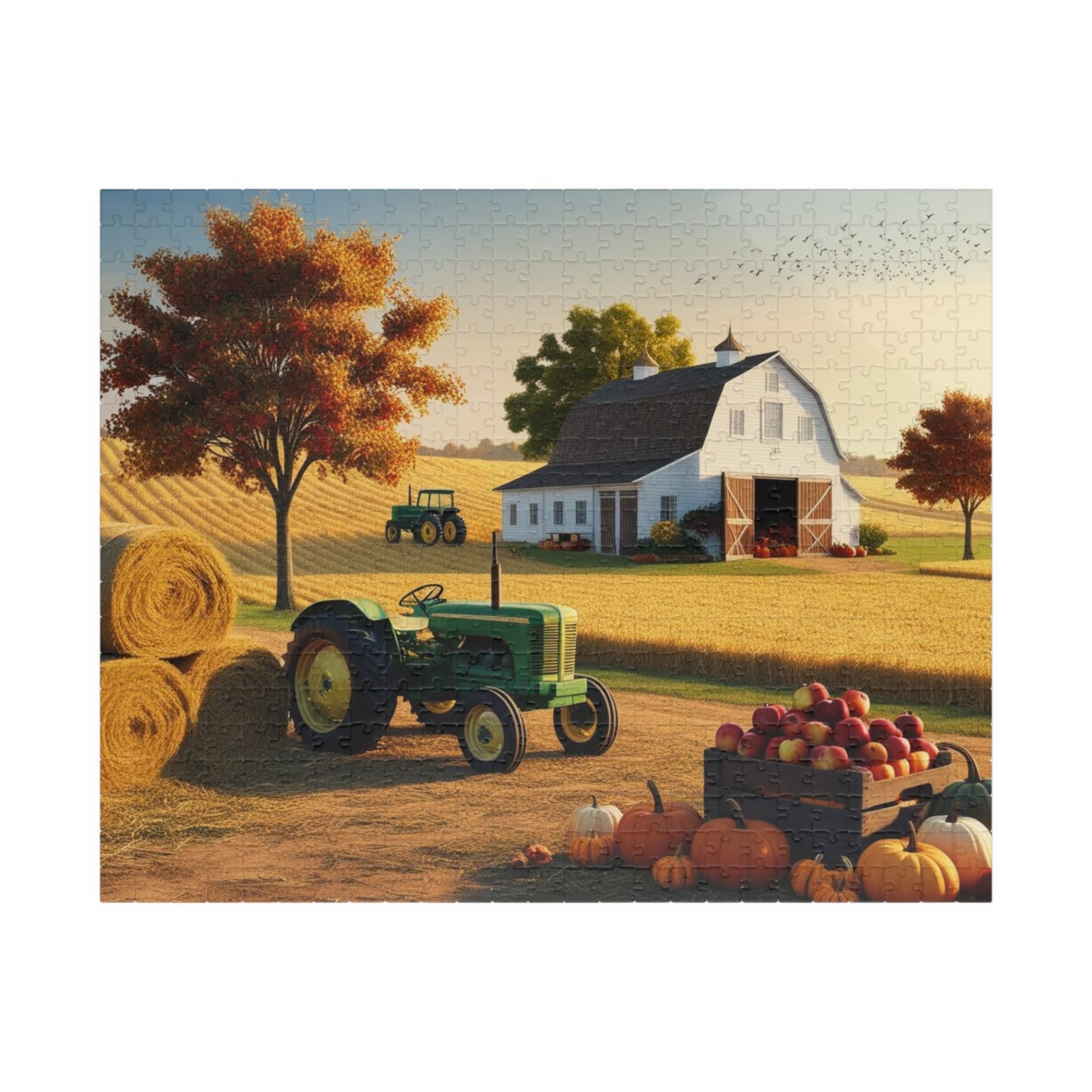 Fall Farm Scene Puzzle - 110-1014 Pieces Landscape Jigsaw Game, Gift for Autumn Lovers, Perfect for Family Game Night, Agricultural Art 520 pcs (Horizontal) Puzzle The Puzzle Chest