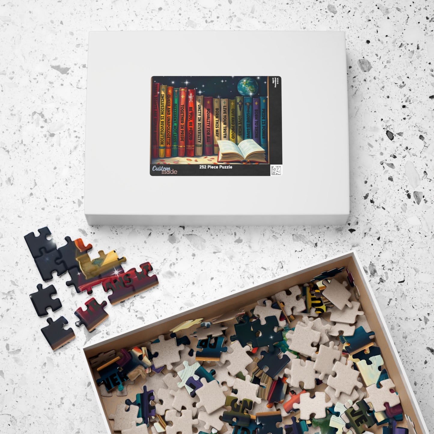Stories of Pride Jigsaw Puzzle - A Cosmic Bookshelf of Love and Identity, Inclusive Diversity Puzzle, LGBTQ+ Puzzle with Inspirational Quotes, Alternative Lifestyle Gift Puzzle The Puzzle Chest
