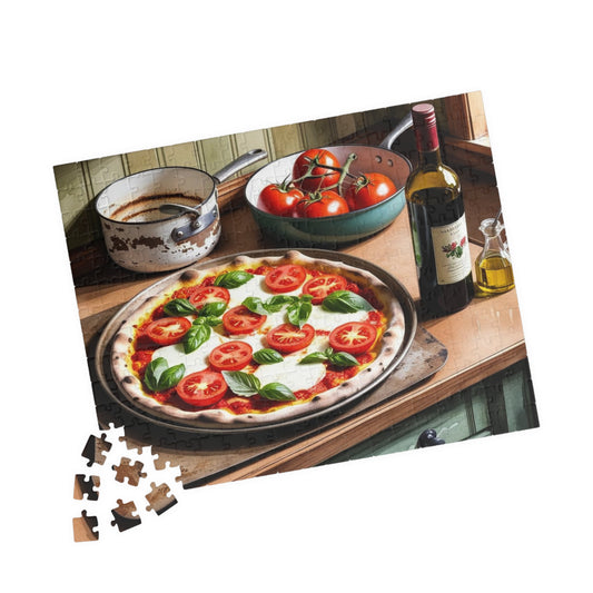 Foodie Culinary Jigsaw, Pizza Lover Activity, Olive Oil and Wine Puzzle, Kitchen Decor Game, Food Themed Game Night Fun Family Activity 252 pcs (Horizontal) Puzzle The Puzzle Chest