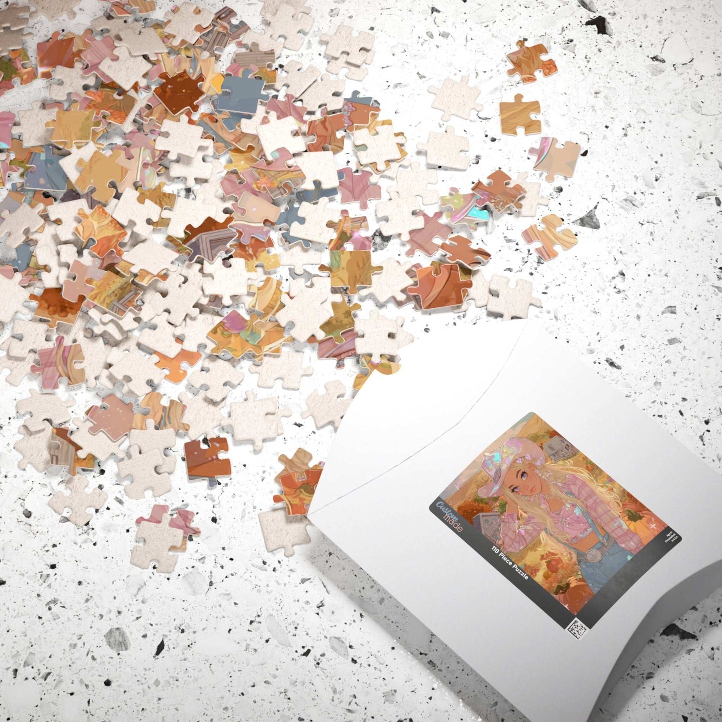 2000s Autumn Cowgirl Jigsaw Puzzle - Glittery Harvest, Retro Y2K Illustration, Holiday Birthday Gift for Puzzle Lover Puzzle The Puzzle Chest