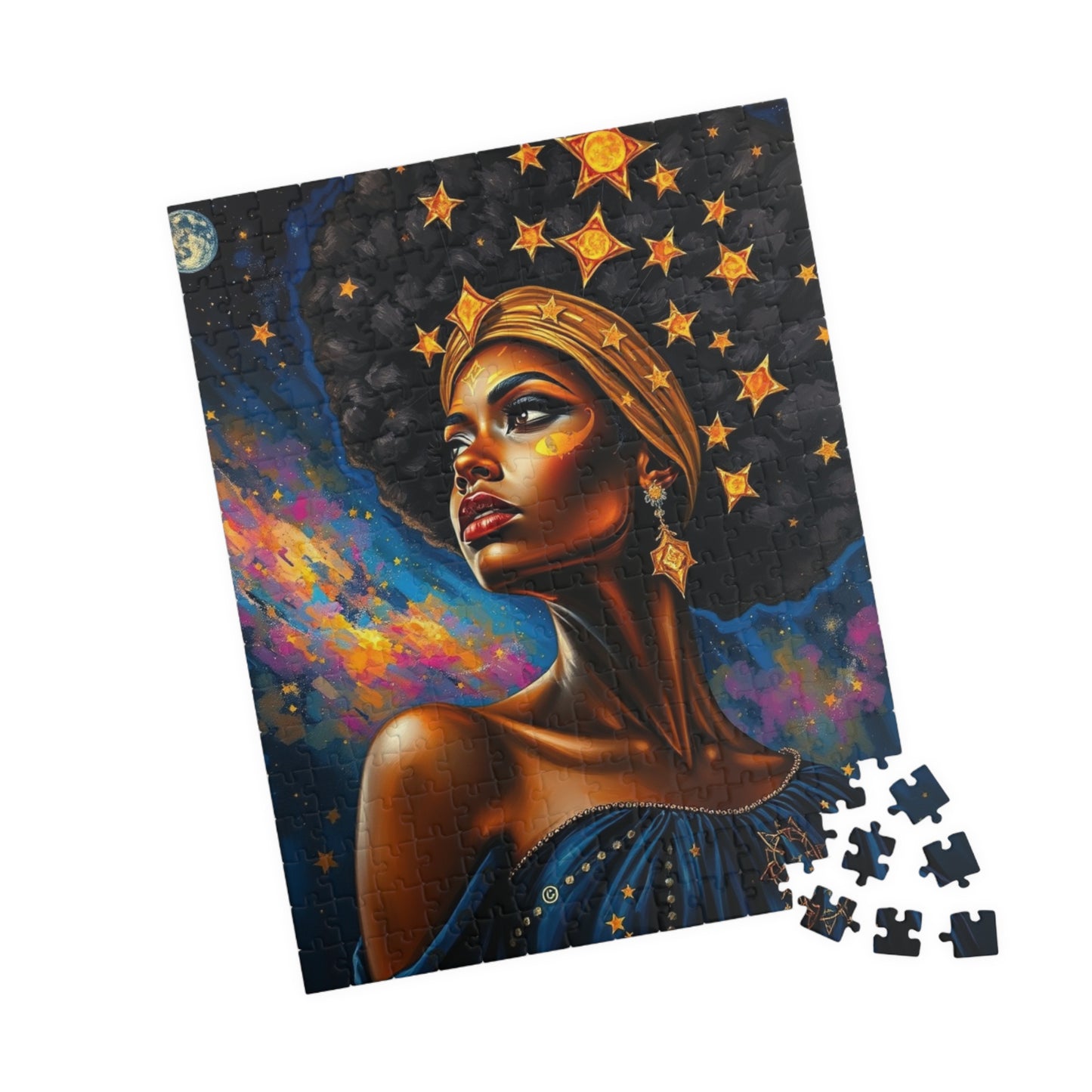 Regal Black Woman Puzzle, Afro Art Jigsaw Game for Adults and Teens, African American Puzzle Lover Gift, Family or Solo Home Entertainment Puzzle The Puzzle Chest