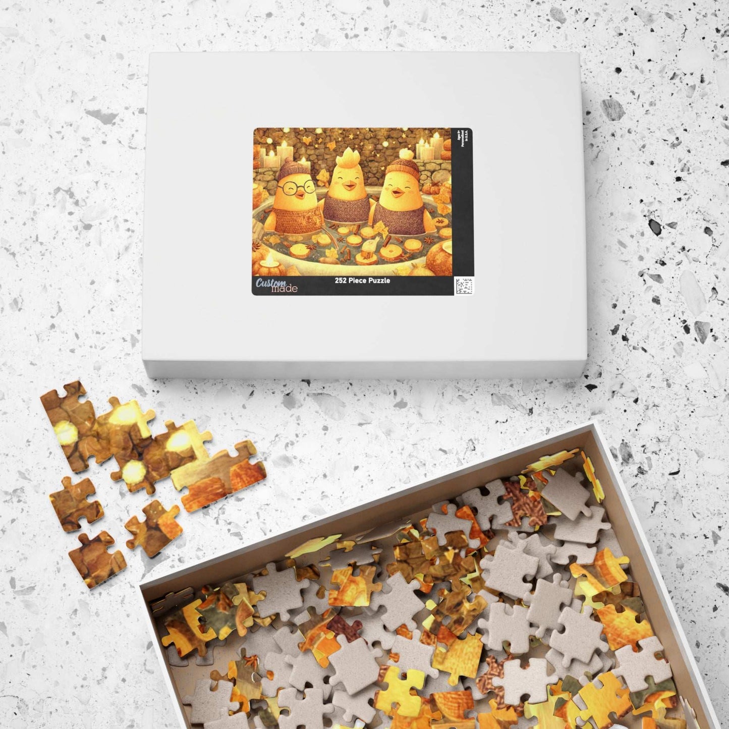 Pumpkin Spice Spa Chickens Puzzle – Cozy Fall Fairy-Tale Jigsaw, Autumn Fun Family Game, Cute Chick Characters Puzzle The Puzzle Chest