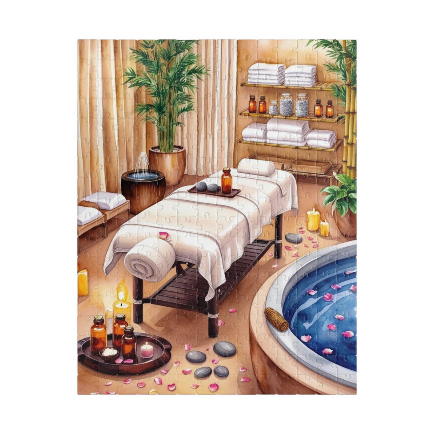 Relaxing Spa Retreat Puzzle, Serene Wellness Escape Scene Adult Jigsaw Game, Solo Fun or Family Entertainment, Mindful Puzzle Lover Gift 252 pcs (Vertical) Puzzle The Puzzle Chest
