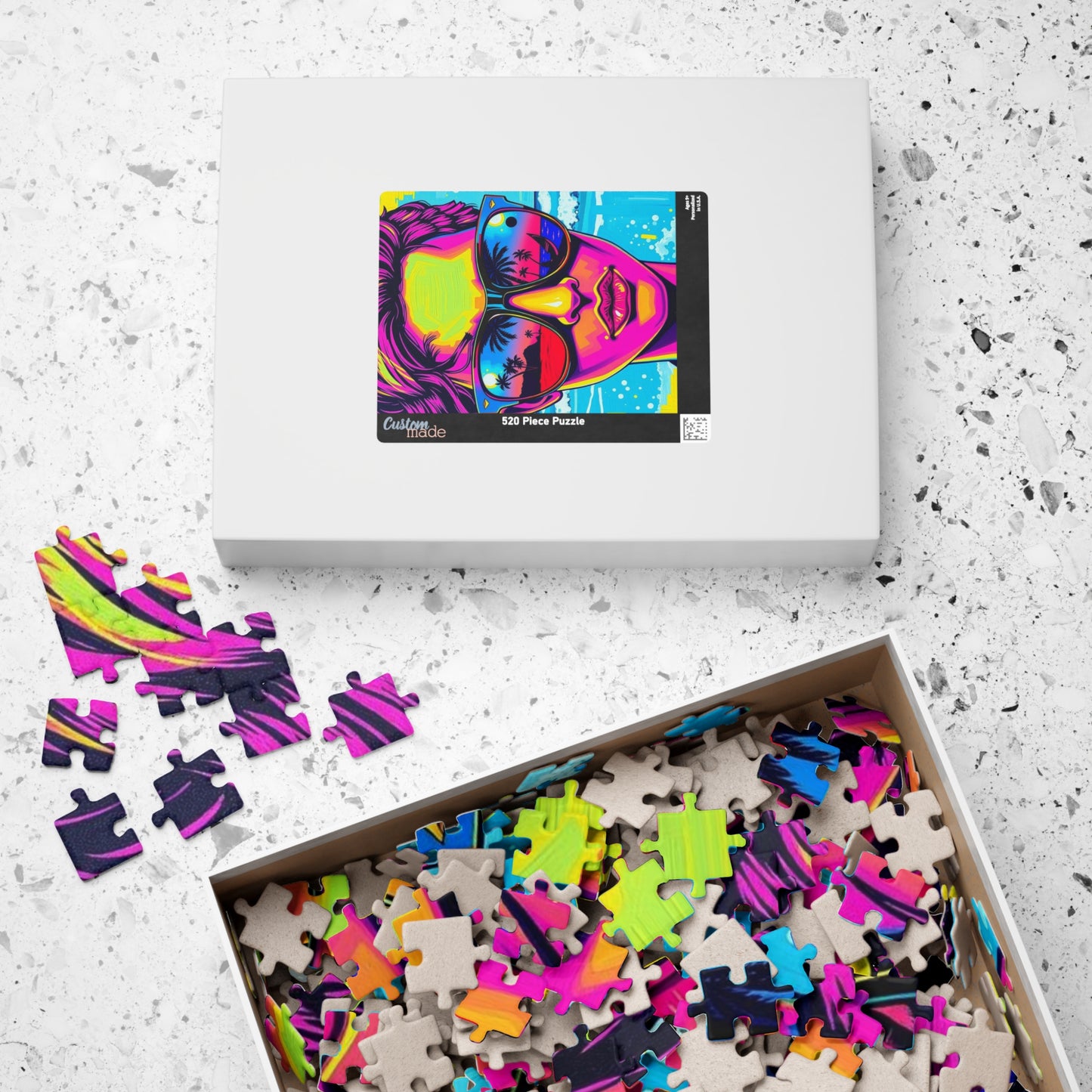 Colorful Retro Beach Puzzle, Pop Art Jigsaw Game for Adults, Fun Puzzle Gift for Friends, Home Entertainment, Mindful Challenge Brain Teaser Puzzle The Puzzle Chest