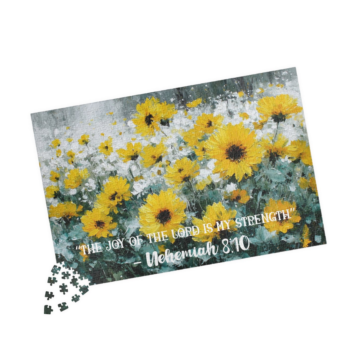 Sunflower Joy – Strength in Light Jigsaw Puzzle, Faith-Inspired Inspirational Gift, Christian Puzzle, Bible Verse Nehemiah 8:10 1014 pcs (Horizontal) Puzzle The Puzzle Chest