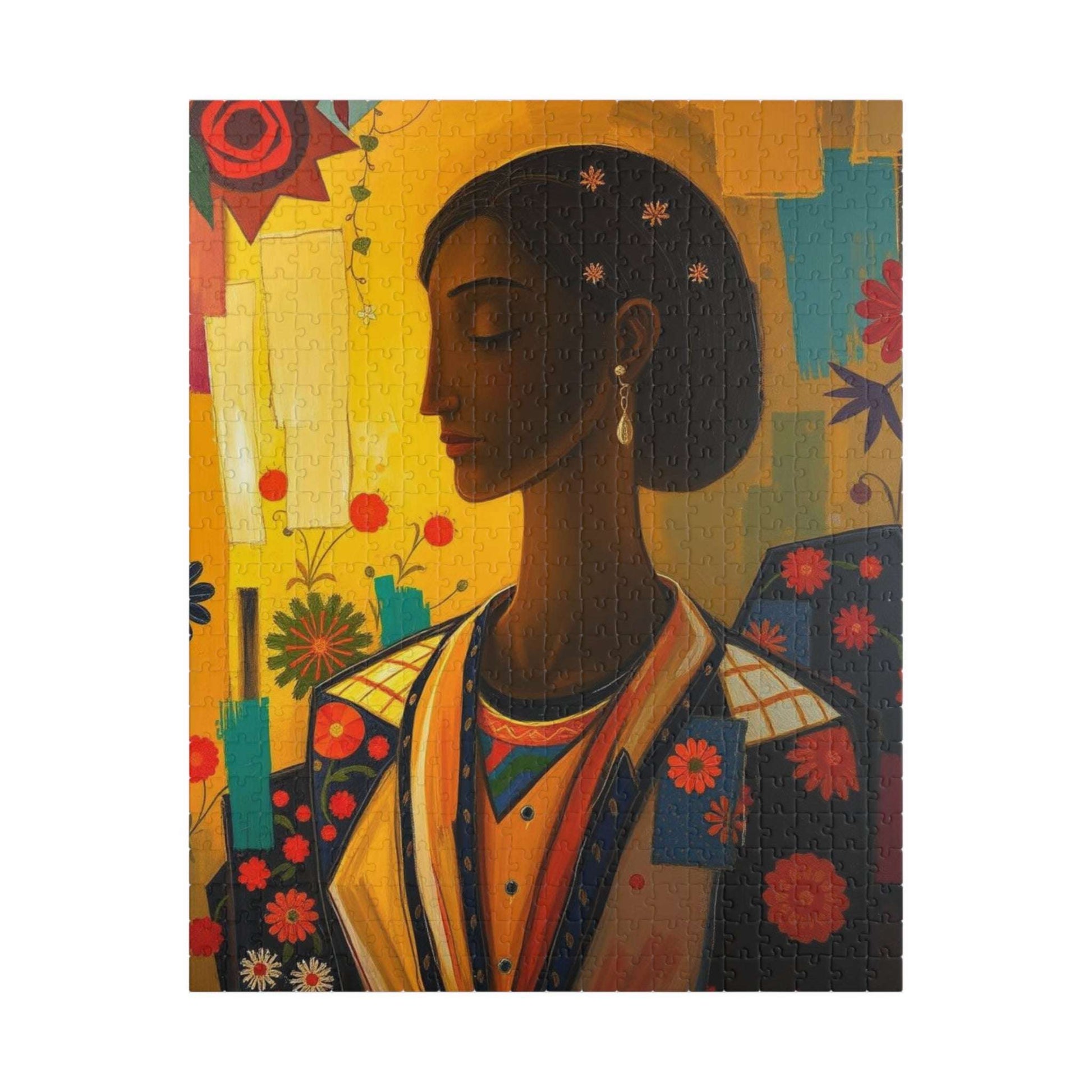 Beautiful Woman Art Puzzle, Afrocentric Jigsaw Game for Adults, Black Art Lover Gift for Friends, Mindful Activity, Mental Exercise 520 pcs (Vertical) Puzzle The Puzzle Chest