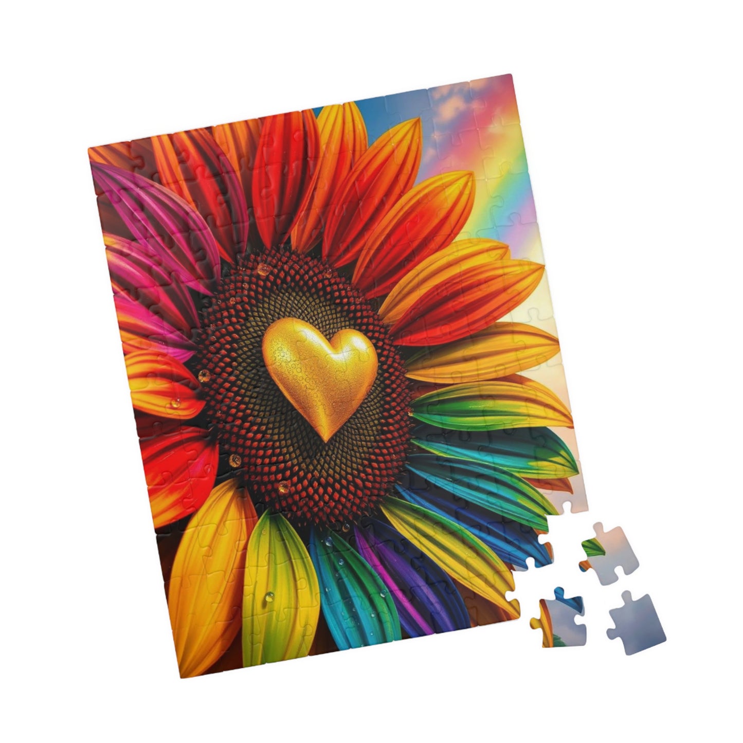 Pride in Bloom: Rainbow Sunflower Jigsaw Puzzle, LGBTQ+ Holiday Birthday Gift for Nature Lover, Family Time, and Celebrations Puzzle The Puzzle Chest