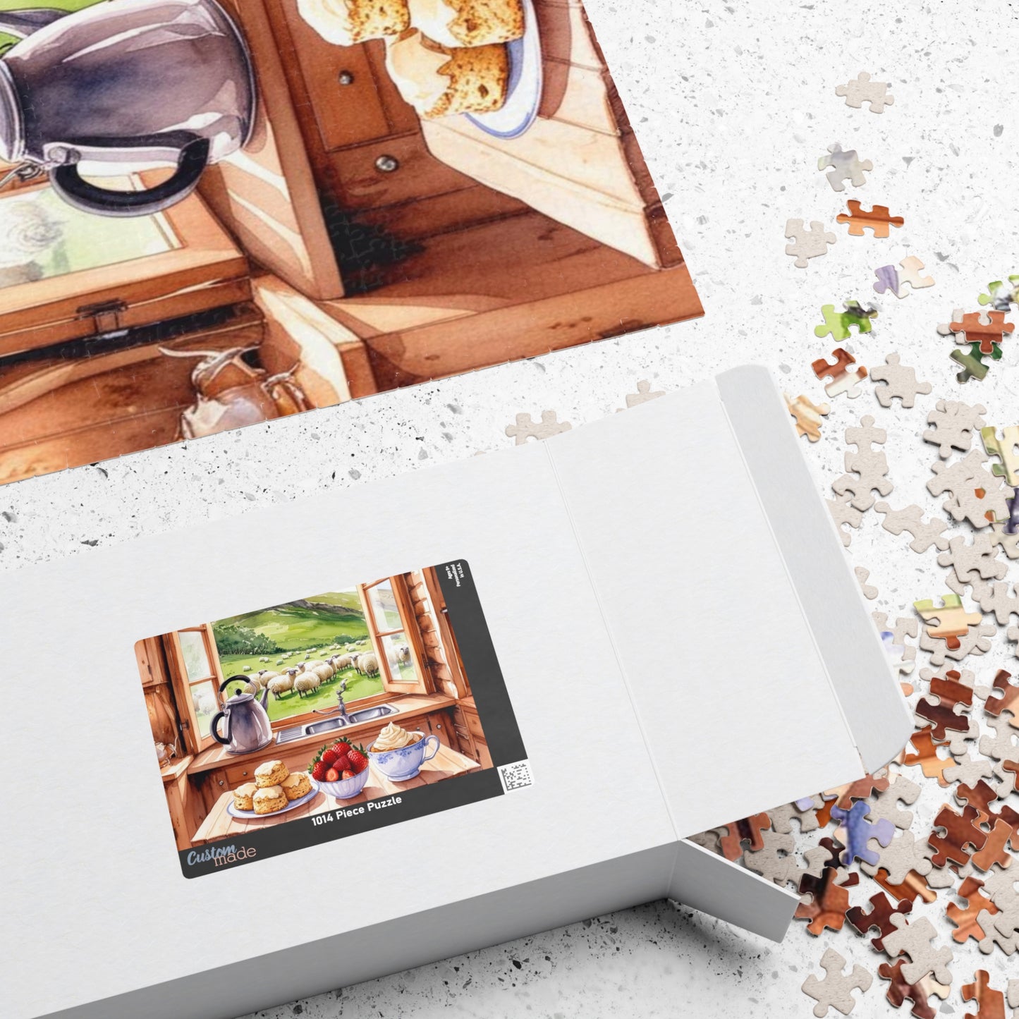 Alpine Backdrop Kitchen Puzzle (110-1014 Piece), Tea and Scones Foodie Jigsaw, Nature and Food Theme Game, Quiet Leisure Activity, Hobby Puzzle The Puzzle Chest