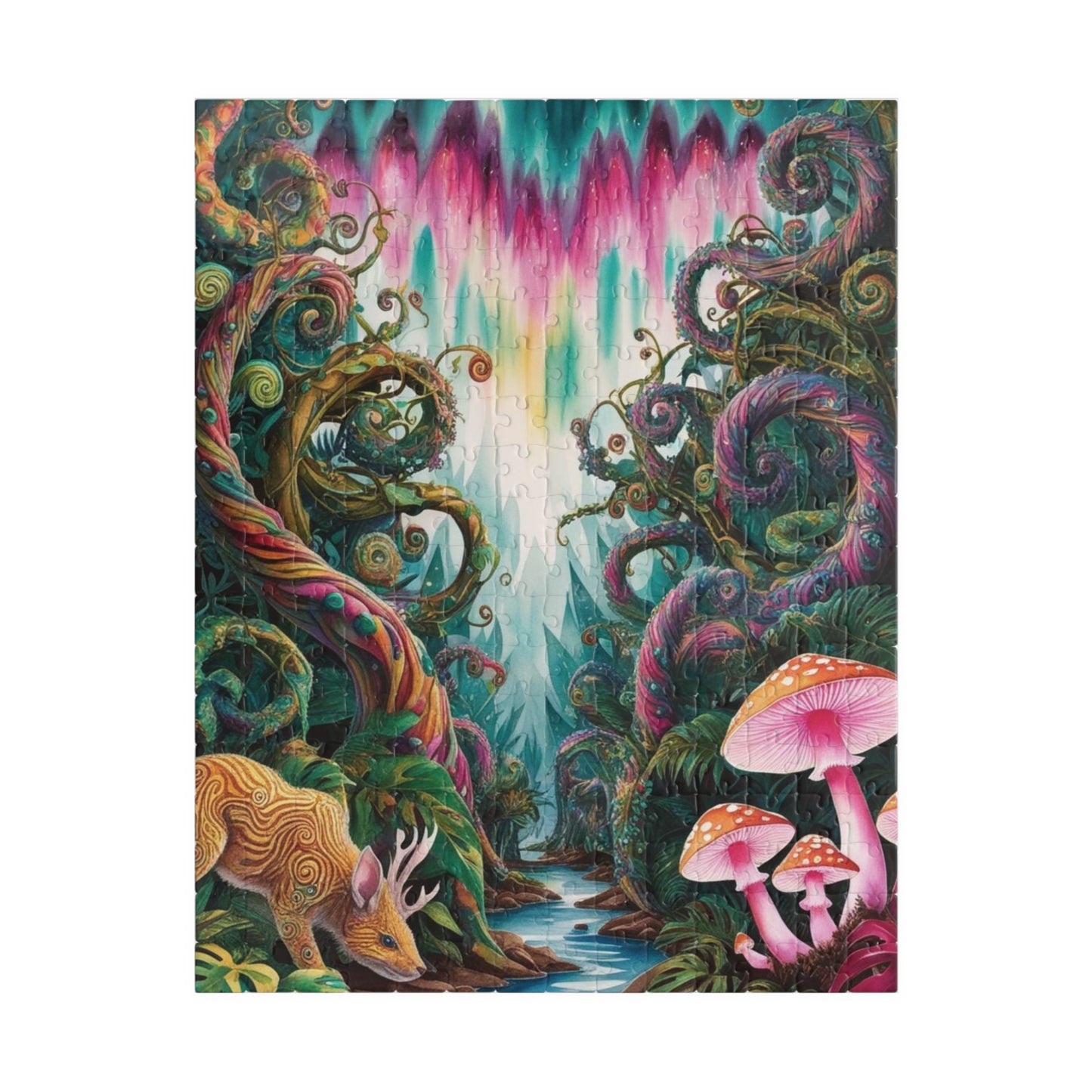 Trippy Jigsaw Puzzle, Vibrant Kaleidoscopic Jungle Scene, Relaxing Solo Game, Puzzle Enthusiasts Entertainment, Puzzling Activity for Adults 252 pcs (Vertical) Puzzle The Puzzle Chest