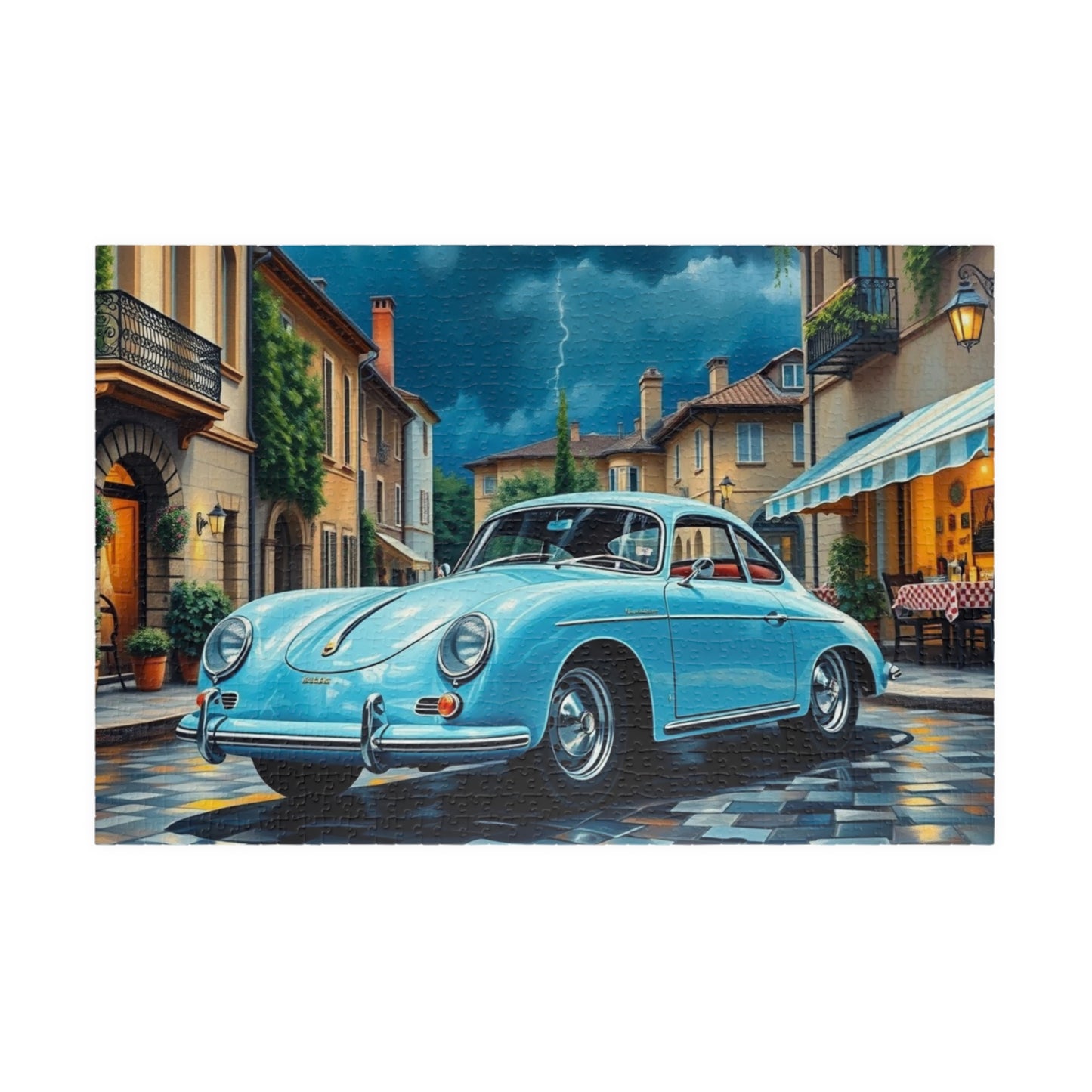 Classic Car Puzzle - Pastel Blue 1955 Vintage Vehicle Jigsaw Game 1014 pcs (Horizontal) Puzzle The Puzzle Chest
