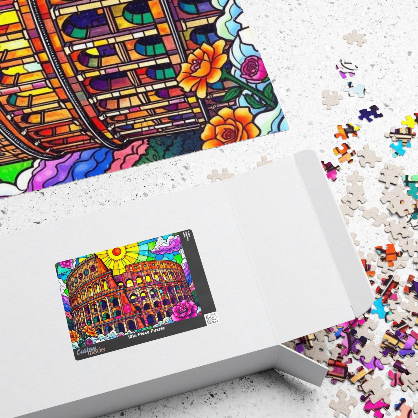 Colosseum Landmark Jigsaw Puzzle, Stained Glass Style, Ancient Rome Italy, Creative Activity Fun Family Game, Gift for Traveler Lover Puzzle The Puzzle Chest