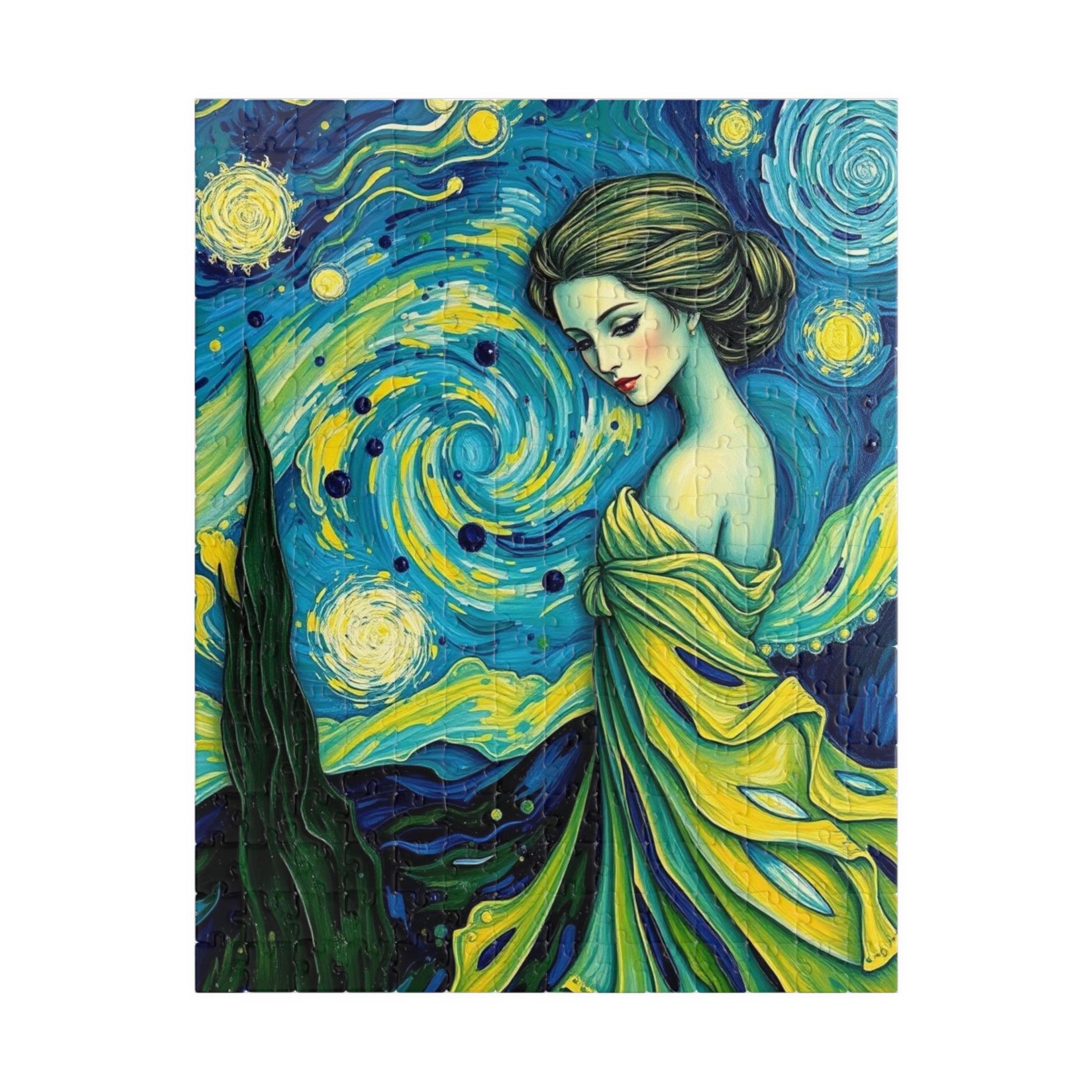 Starry Night Abstract Puzzle - Serene Woman 252 pcs (Vertical) Puzzle The Puzzle Chest