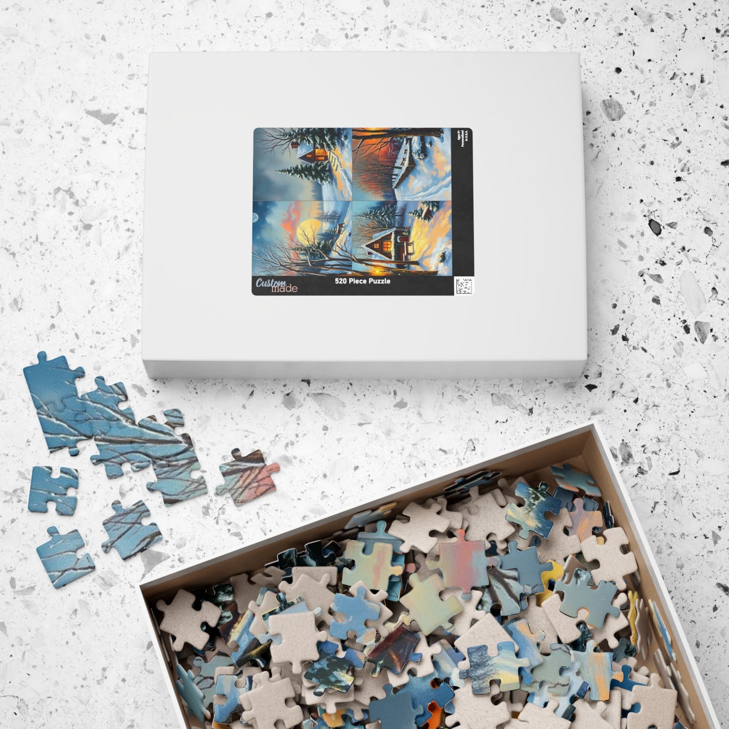 Puzzle, Winter Scene Jigsaw, Four-Quadrant Collage, 110-1014 pieces, Christmas Gift, Snowy Decor, Holiday Puzzle, Family Fun Activity, Puzzle The Puzzle Chest