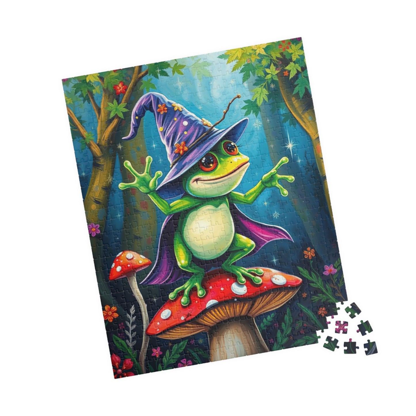 Whimsical Frog Puzzle, Colorful Nature Scene Jigsaw Gift for Adults, Fun Family Game Night, Home Entertainment Mindfulness Activity Puzzle The Puzzle Chest