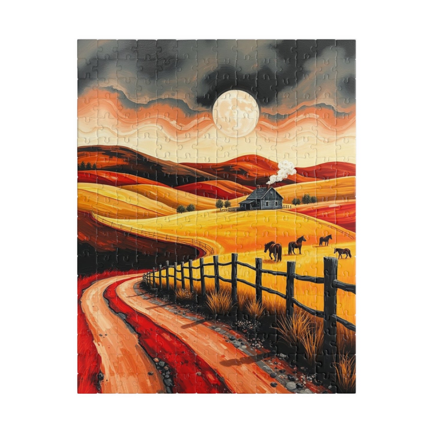 Sunset Pastoral Scene Puzzle - Tranquil Jigsaw for Family Fun, Gift for Friends, Home Decor, Cozy Nights 252 pcs (Vertical) Puzzle The Puzzle Chest