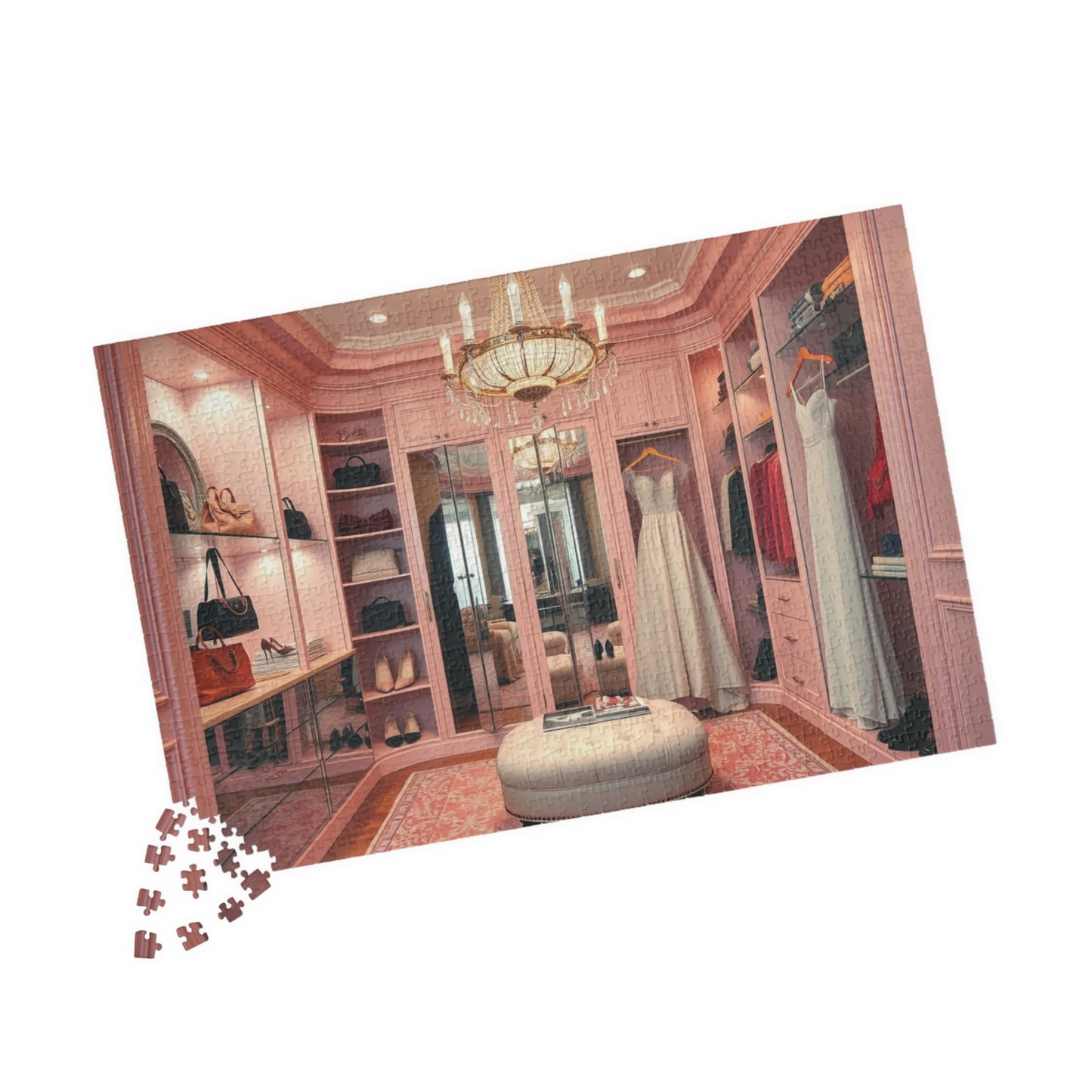 Elegant Boutique Style Closet Puzzle, Luxury Pink and Cream Walk in Closet Jigsaw Game, Relaxing Activity, Mother's Day Gift for Her Puzzle The Puzzle Chest