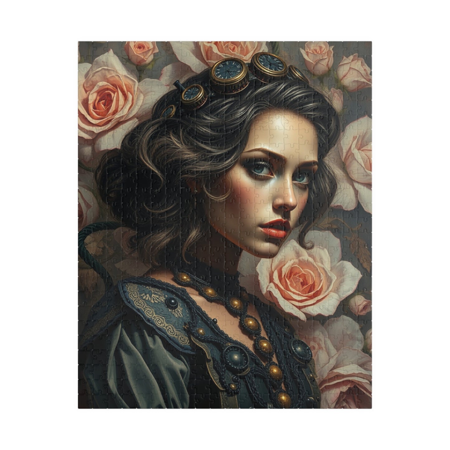 Beautiful Floral Portrait Puzzle, 110-1014 Piece Steampunk Design Jigsaw Game, Unique Gift for Art Lover Puzzle Enthusiast, Family Activity 520 pcs (Vertical) Puzzle The Puzzle Chest