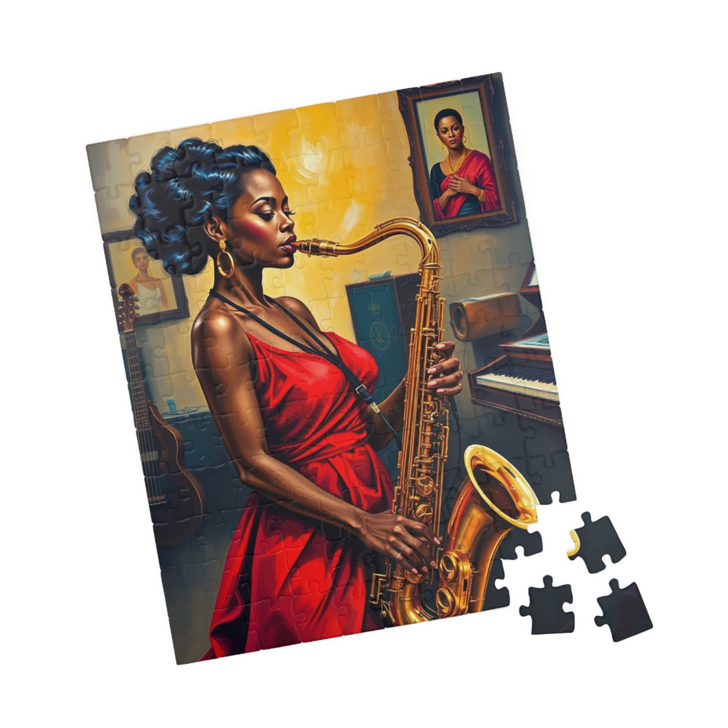 Elegant Jazz Woman Jigsaw Puzzle | 110, 252, 520, 1014-piece African American Woman | Art Lovers Gift, Music Theme Home Activity, Solo Fun Puzzle The Puzzle Chest