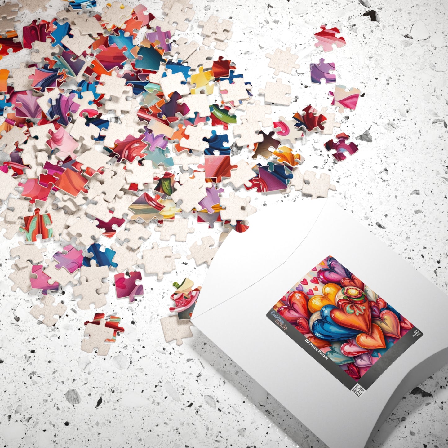 Romantic Heart Collage Puzzle, Love Jigsaw Game for Adults and Teens, Valentine's Day Activity, Bright Color Puzzle, Heart Pattern, Giftable Puzzle The Puzzle Chest