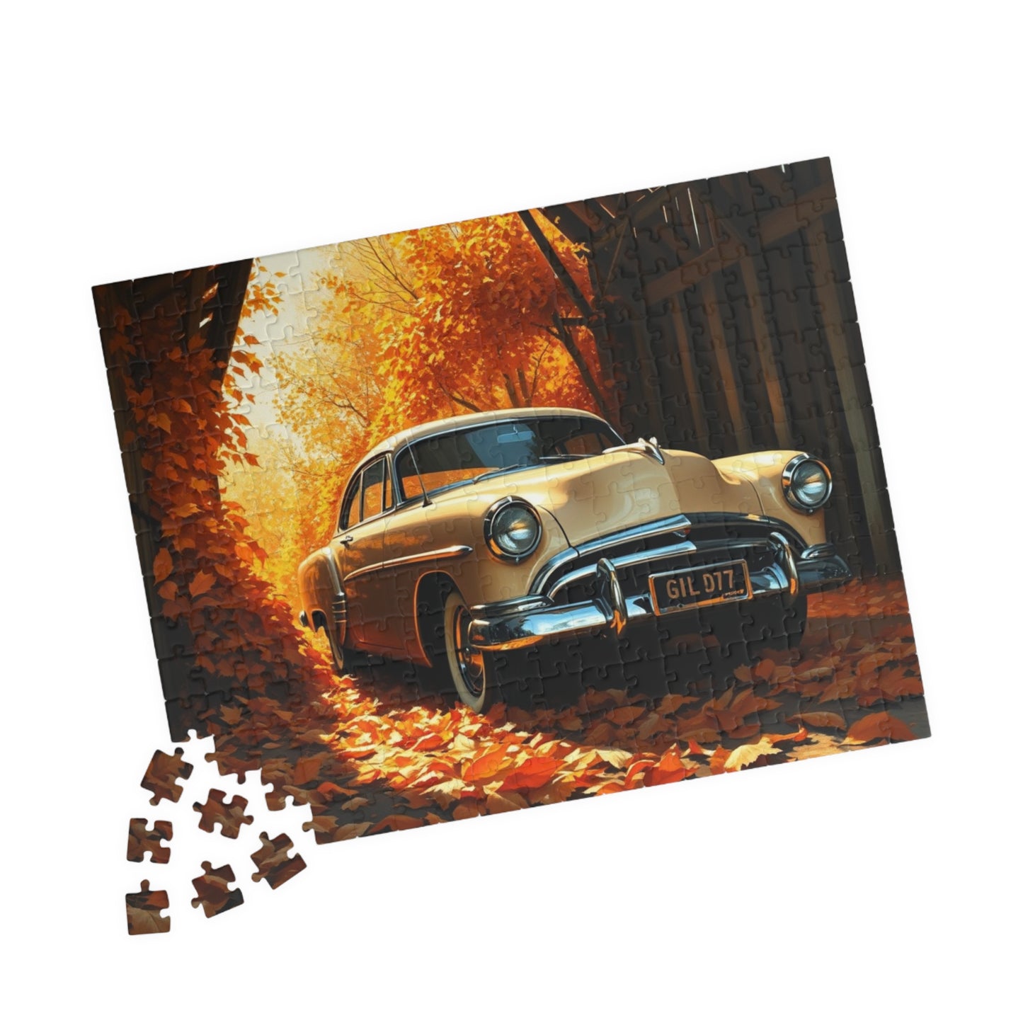 Vintage Car Autumn Puzzle - Classic 1953 Kaiser Manhattan | Retro Auto Jigsaw Game | Gift for Car Lovers, Family Night Leisure Activity Puzzle The Puzzle Chest