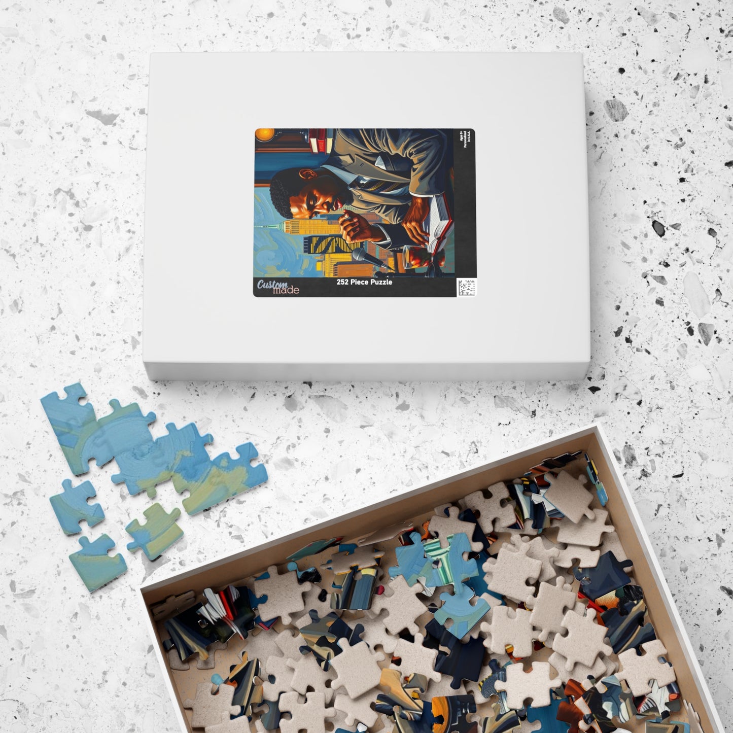 Black Art Puzzle, African American Poet at Café, Afrocentric Jigsaw Game for Adult, Solo or Family Fun, Holiday Gift for Puzzle Enthusiasts Puzzle The Puzzle Chest
