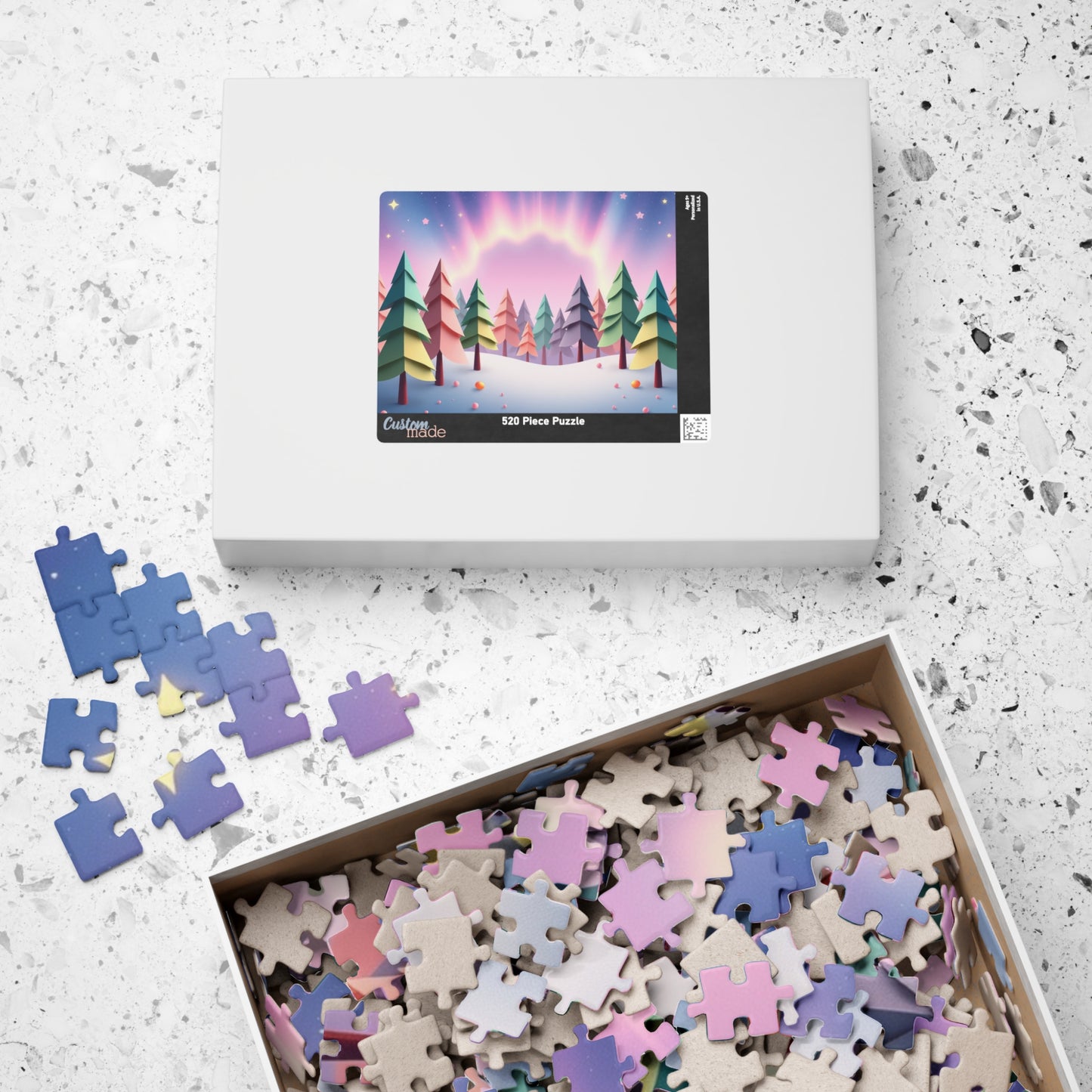 Abstract Landscape Jigsaw Puzzle (110-1014 Piece), Magical Forest with Geometric Trees, Best Unique Gift Idea for Puzzle Lover, Challenging Puzzle The Puzzle Chest