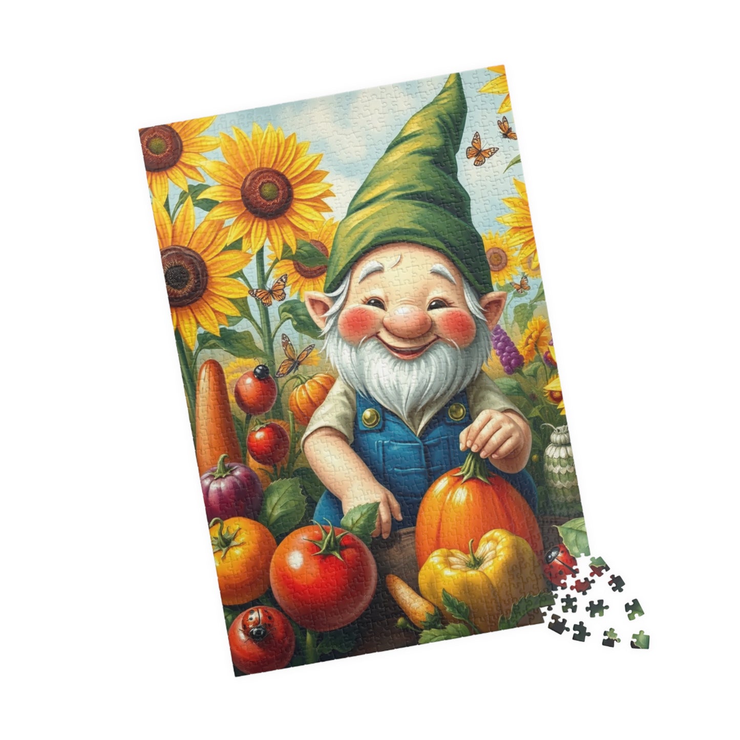 Enchanting Gnome Gardening Puzzle, Fantasy Scene Oversized Vegetables Sunflowers and Butterflies, Ideal Gift for Puzzle Lovers and Gardeners 1014 pcs (Vertical) Puzzle The Puzzle Chest