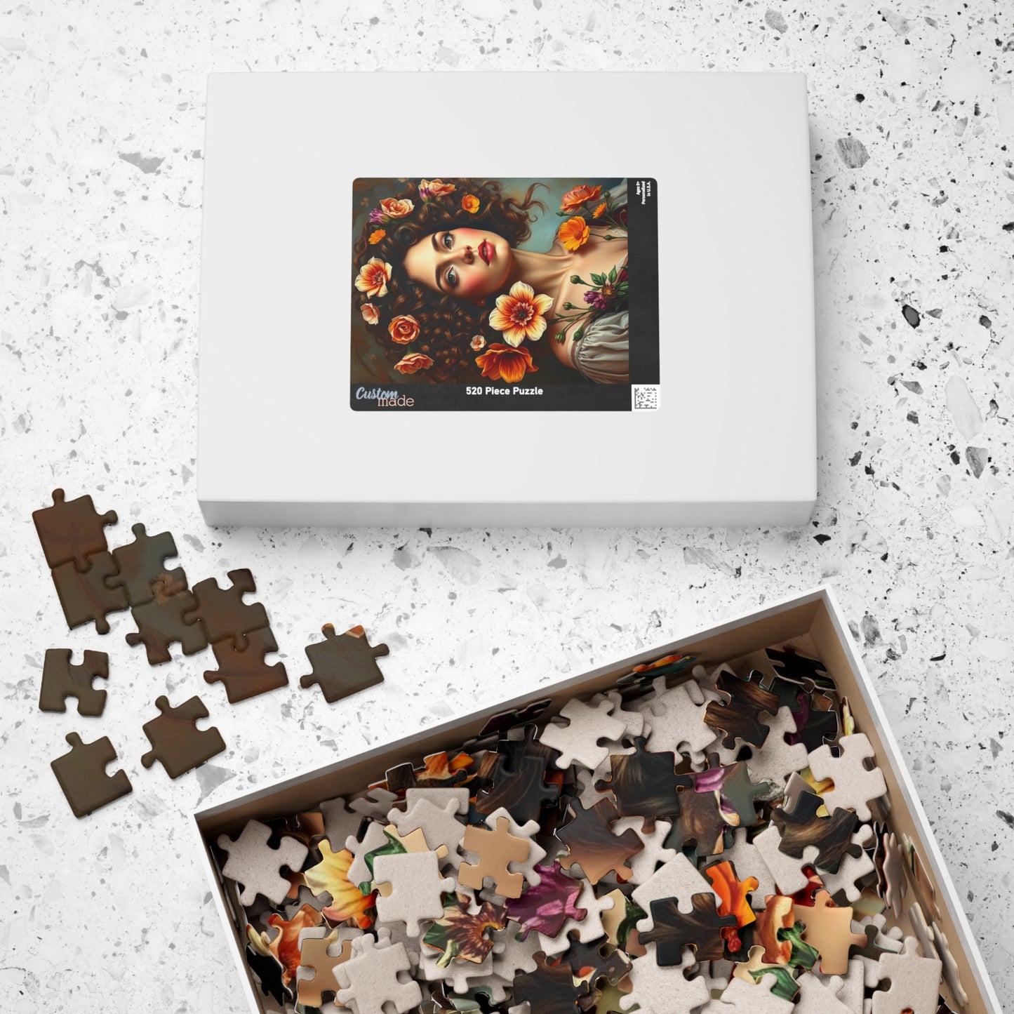 Floral Art Puzzle, Beautiful Woman Portrait Jigsaw, Relaxing Activity for Adults, Gift for Puzzle Lovers and Friends, Mindful Brain Teaser Puzzle The Puzzle Chest